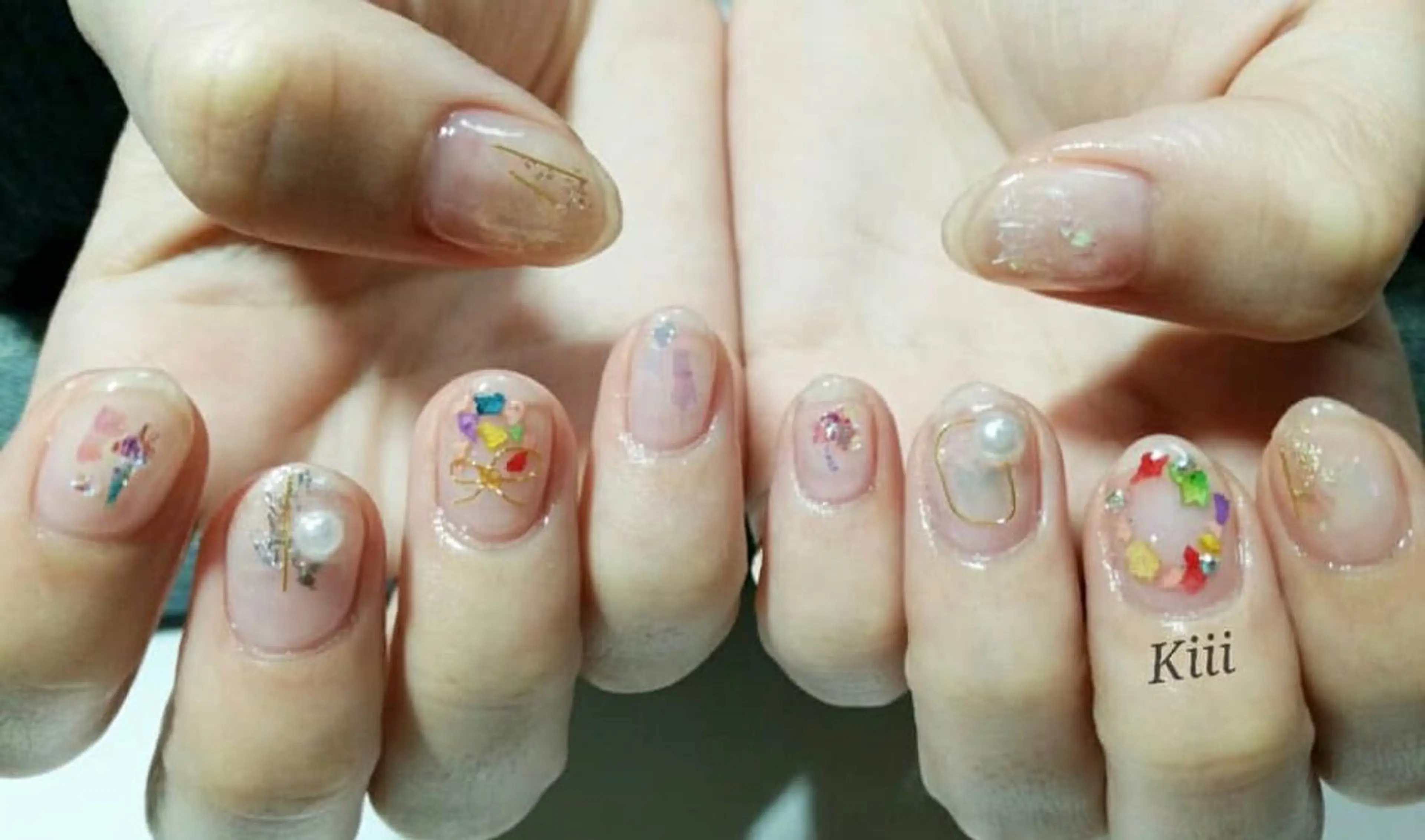 ネイル クリアネイル ガーリー ハンドネイル フットネイル kiii.__ ✴︎*のネイルデザイン