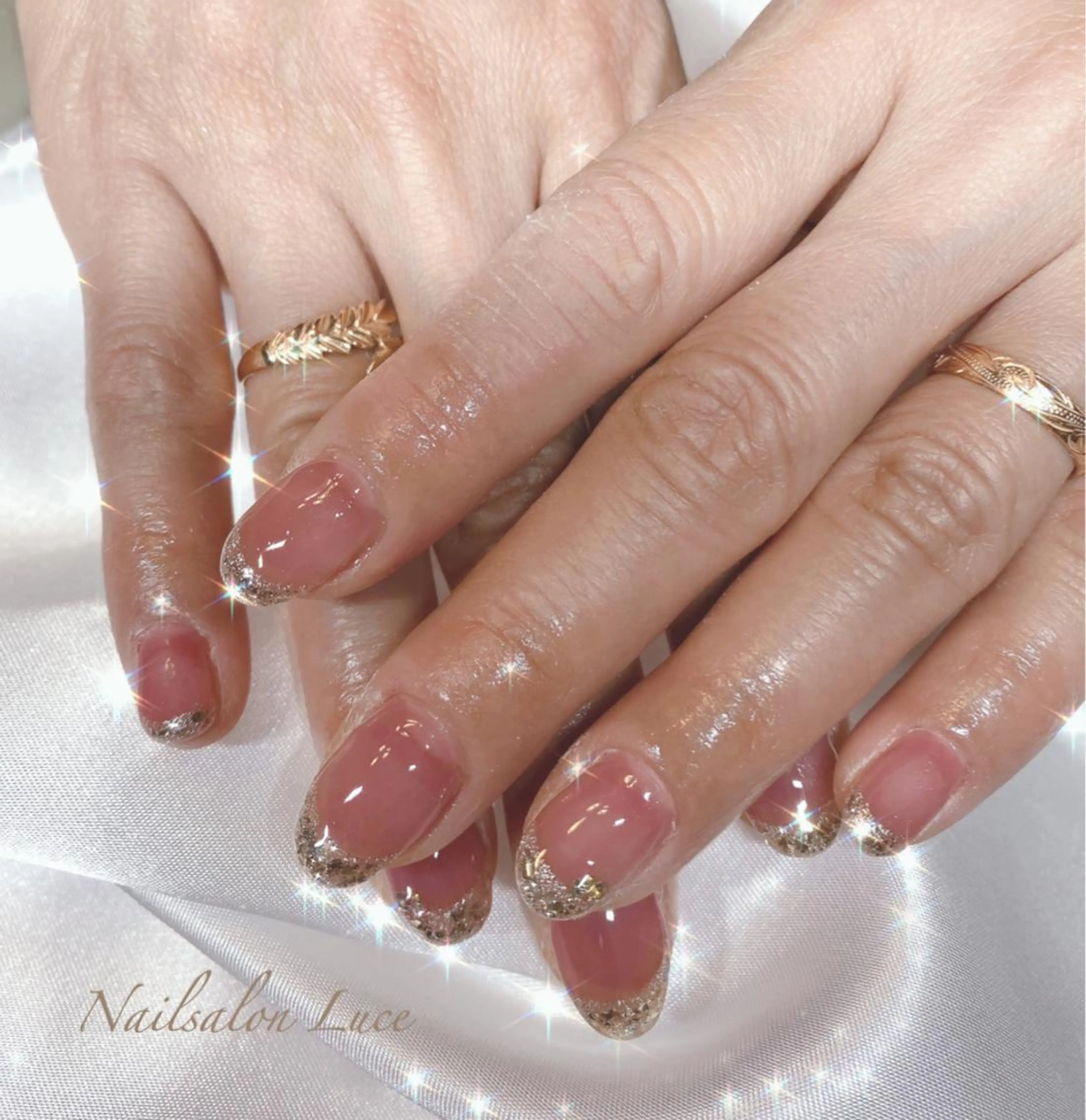 ネイル フレンチネイル ジェルネイル ガラスフレンチ ワンカラーネイル ネイル& 脱毛サロン　Lのマツエク・マツパデザイン