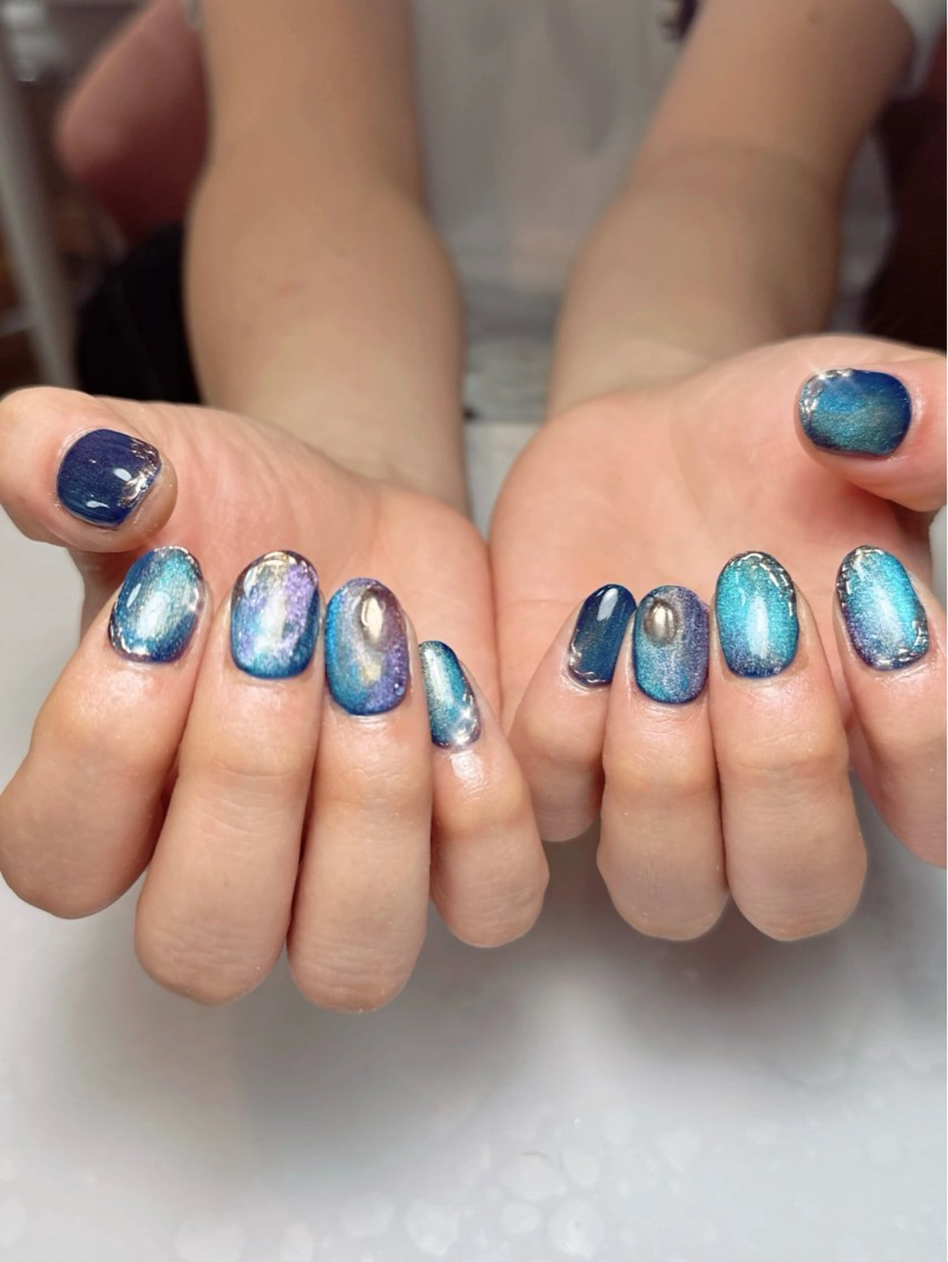 ネイル フレンチネイル ジェルネイル ハート 韓国ネイル マグネットネイル ハンドネイル ネイルサロン lotusのネイルデザイン