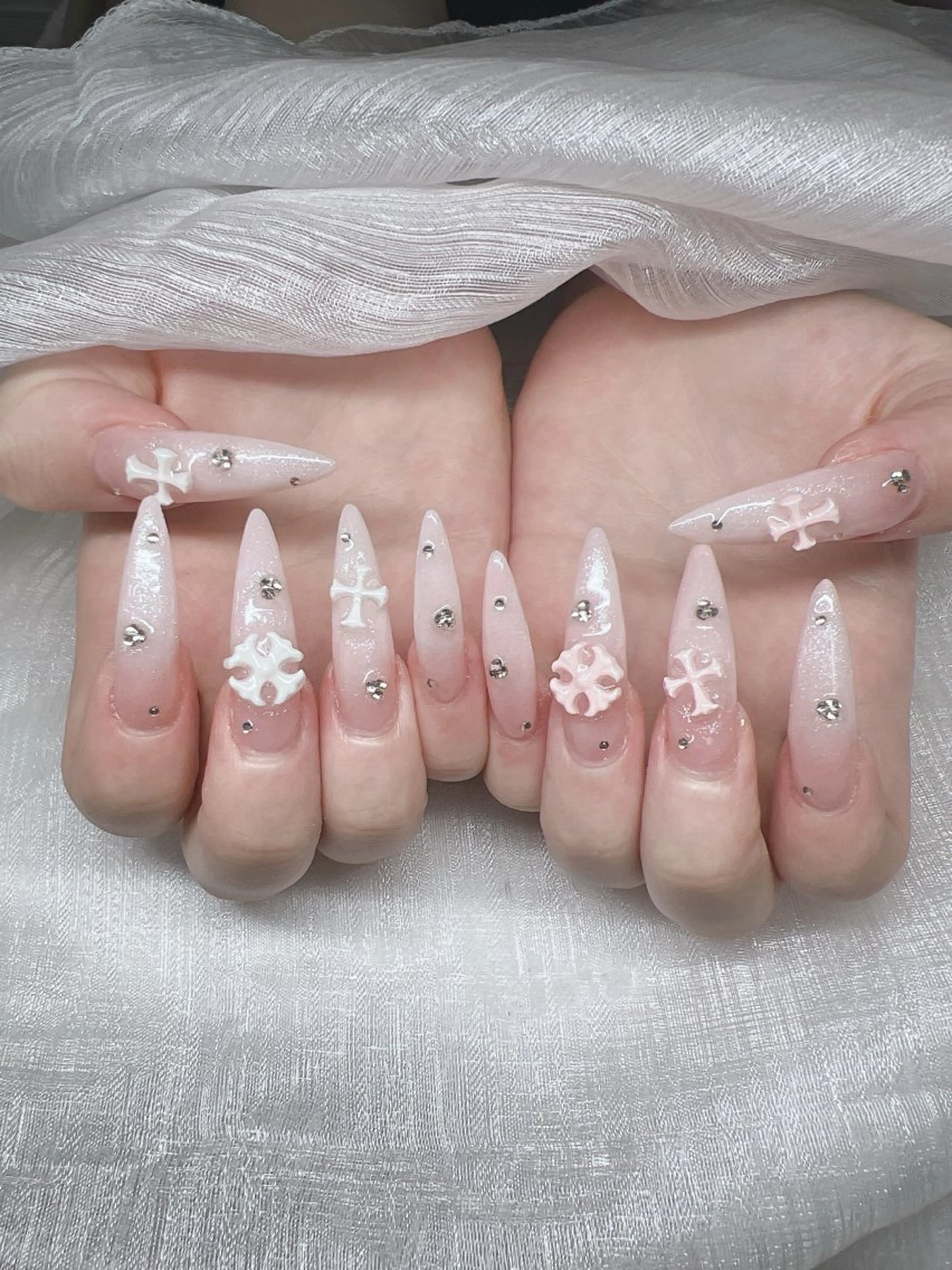 ネイル 長さ出し グラデーション キラキラネイル マグネットネイル ニュアンスネイル Lee Nails チップ長さだし専門店のネイルデザイン