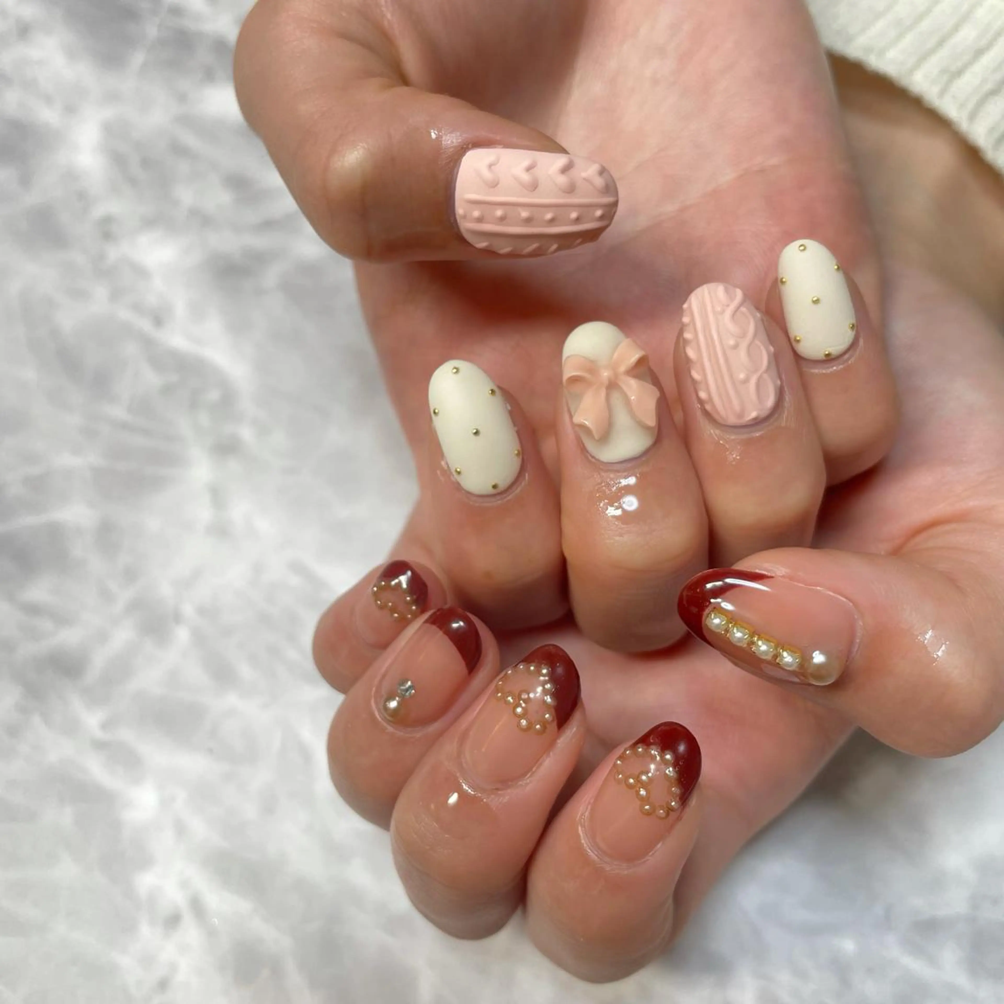 ネイル リボン ハンドネイル Aleum所属・Nail Salon Aleumのネイルデザイン