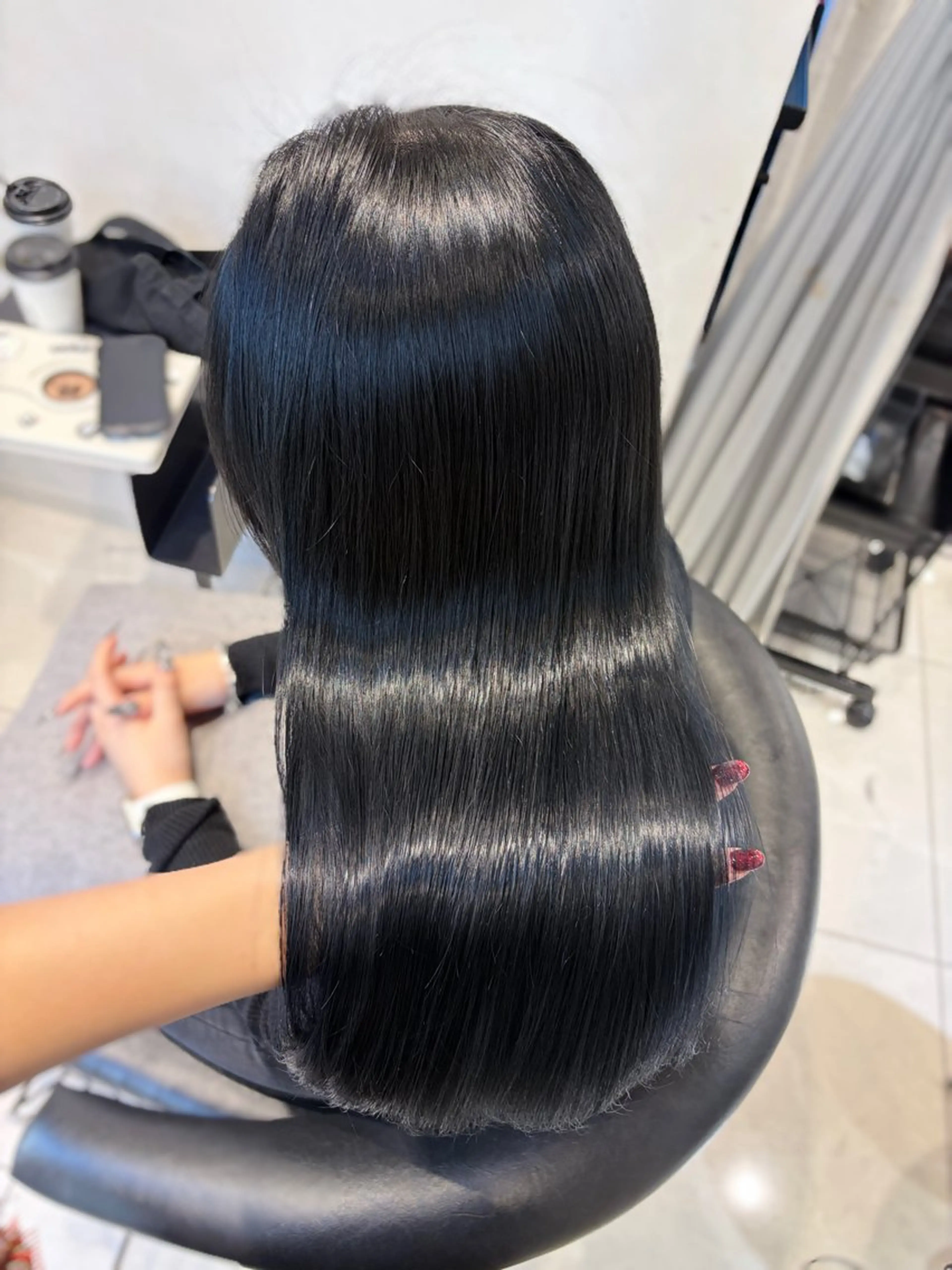 ロング カラー 黒髪 ブルーカラー ブルーブラック カット ヘアカラー トリートメント 韓国レイヤー×モテ髪 /MITSUKI🤍のヘアスタイル