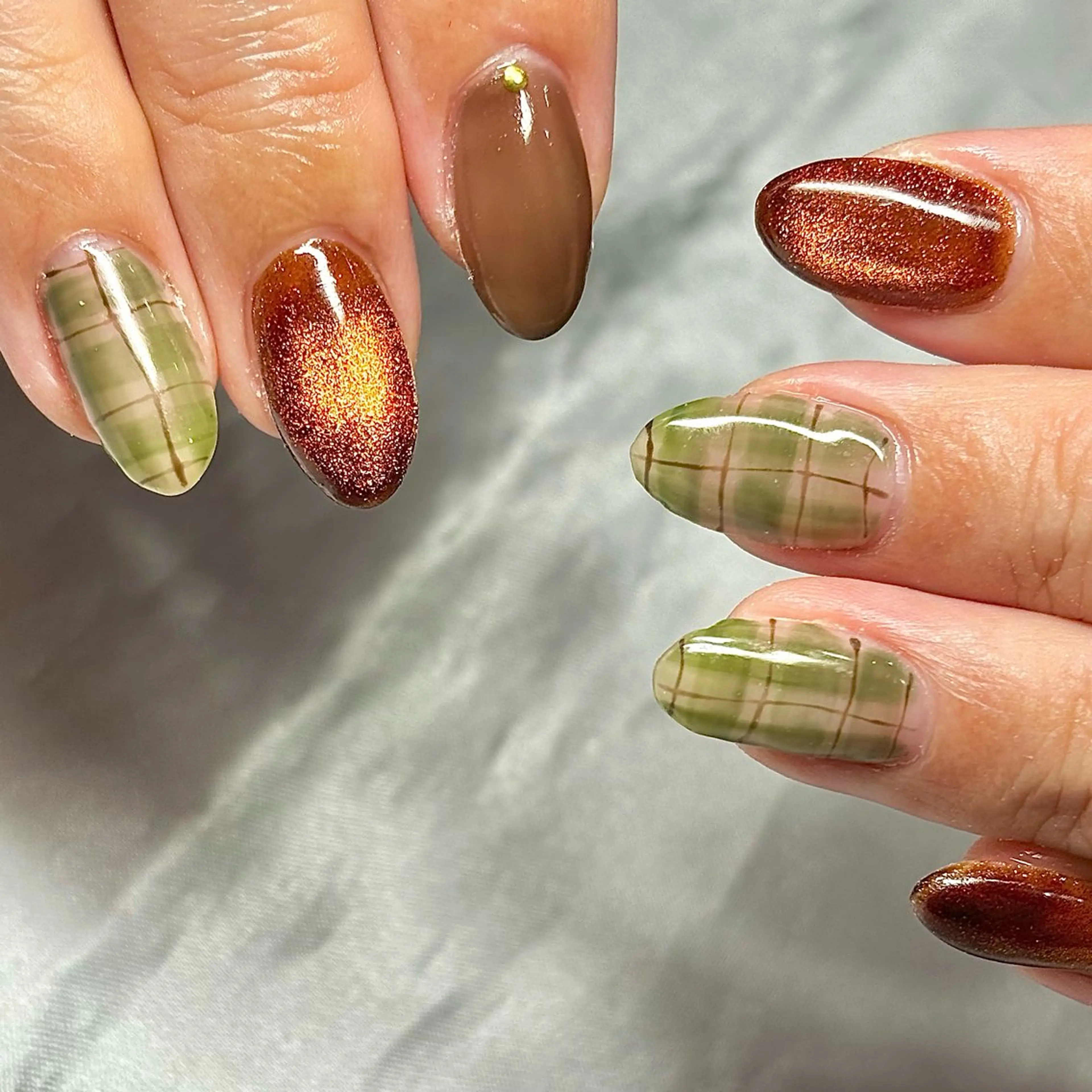 メンズ ネイル クリアネイル グリーン nail&eye Aoのマツエク・マツパデザイン