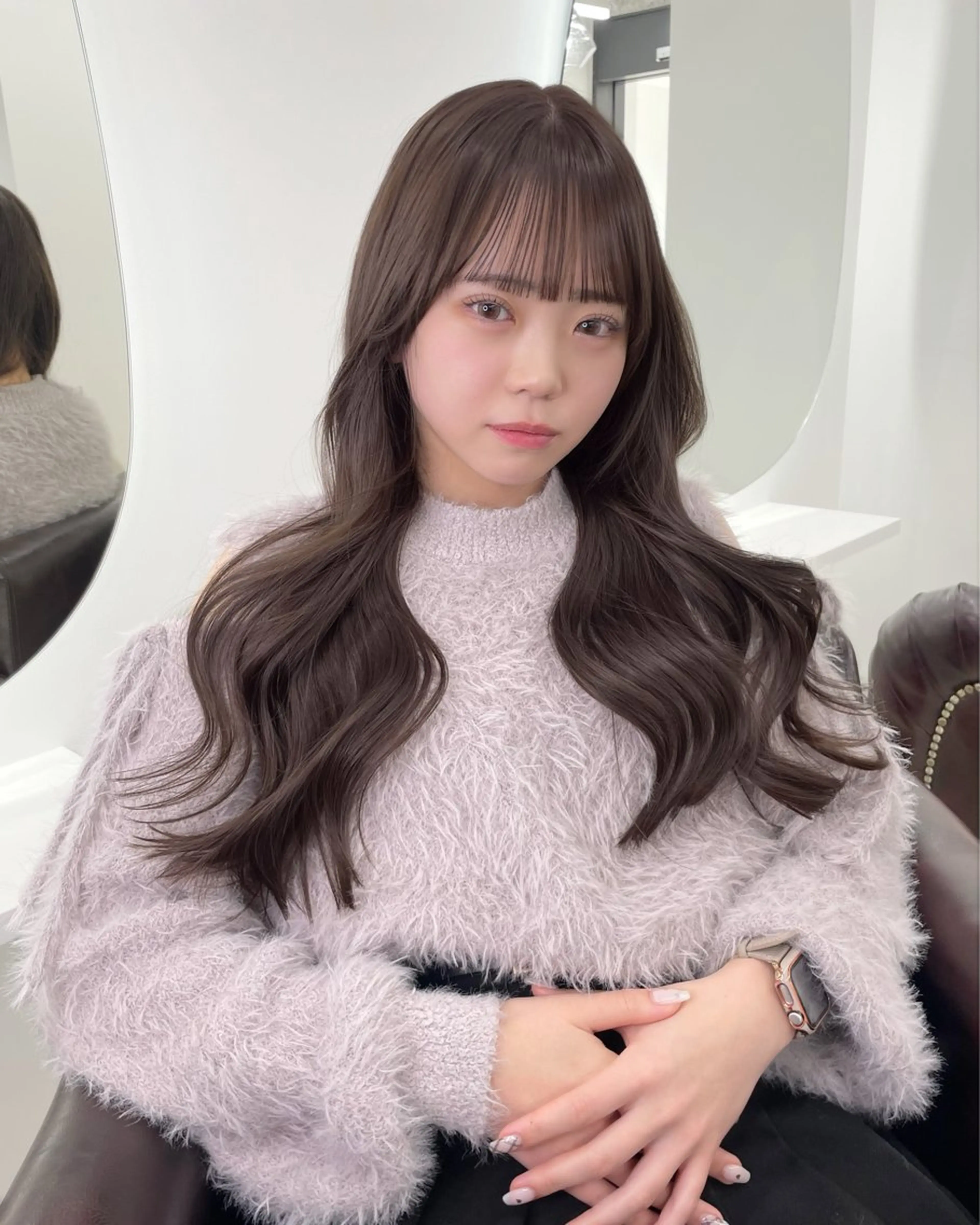 ロング カラー カット ヘアカラー トリートメント ヘアセット 新宿/韓国ヘア/ 髪質改善ストレートのヘアスタイル