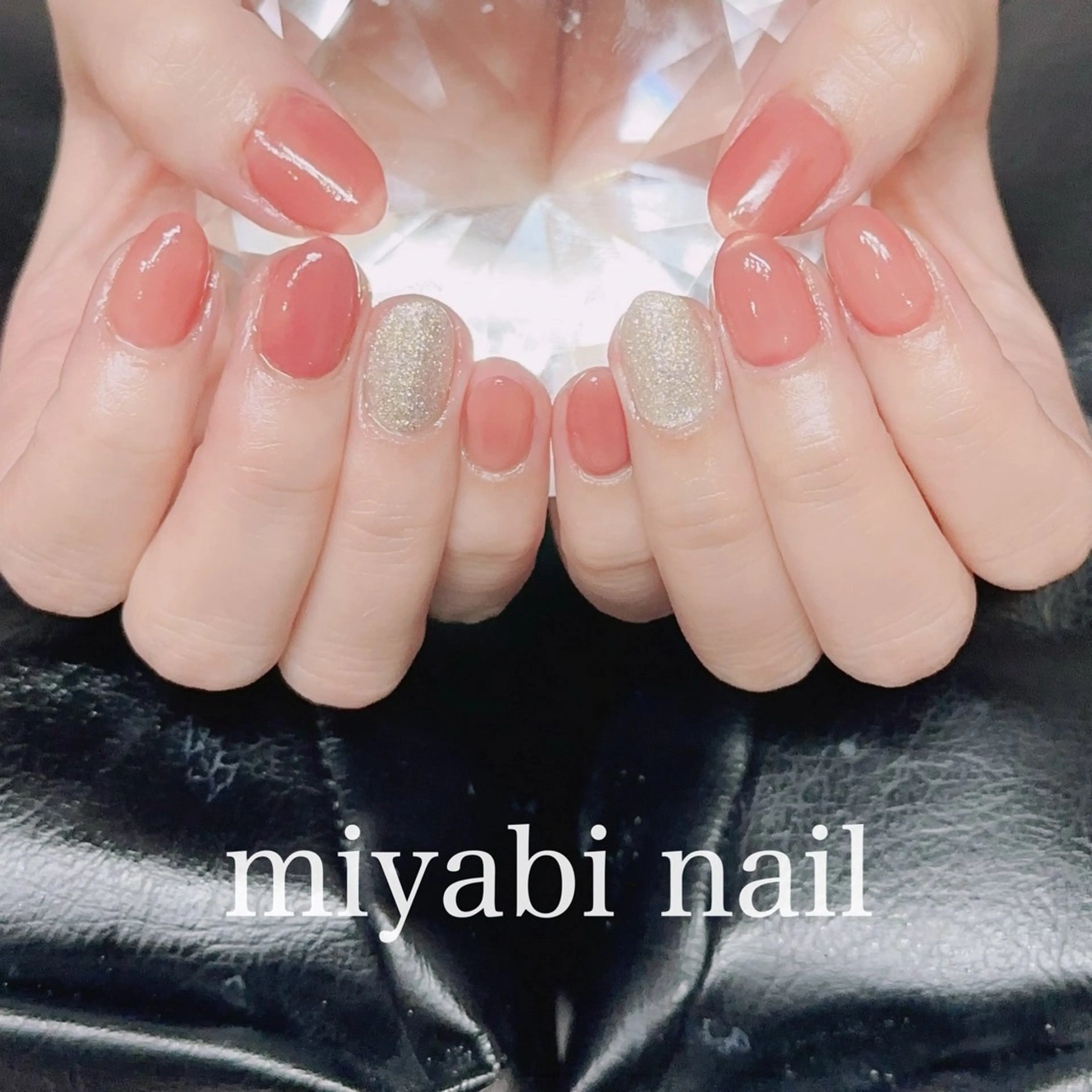 ネイル ラメ(グリッター) 持ち込み シルバー シンプルネイル 夏ネイル ハンドネイル miyabi nail 桂川駅近くのネイルデザイン