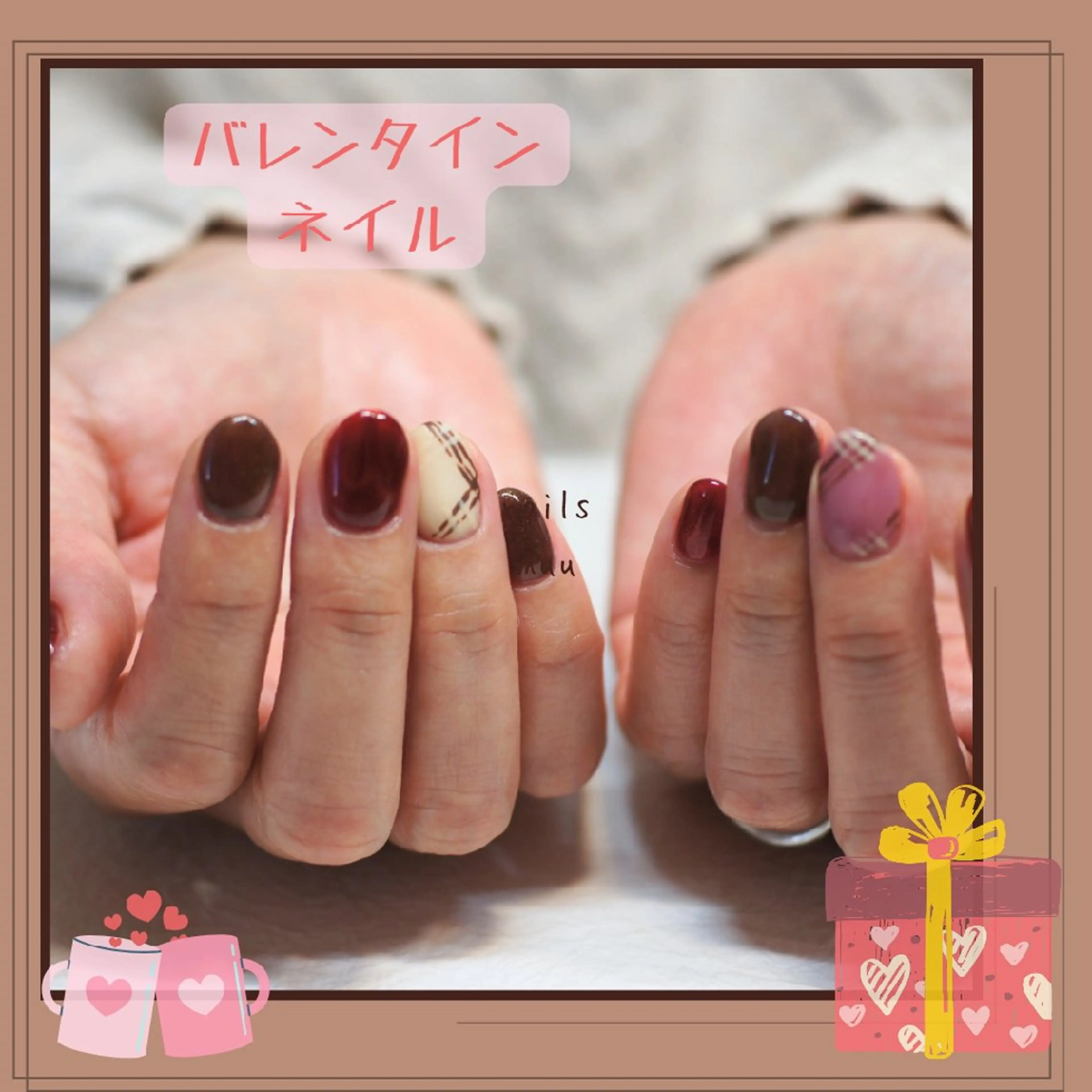 ネイル バレンタイン ハンドネイル nails muu まゆのネイルデザイン