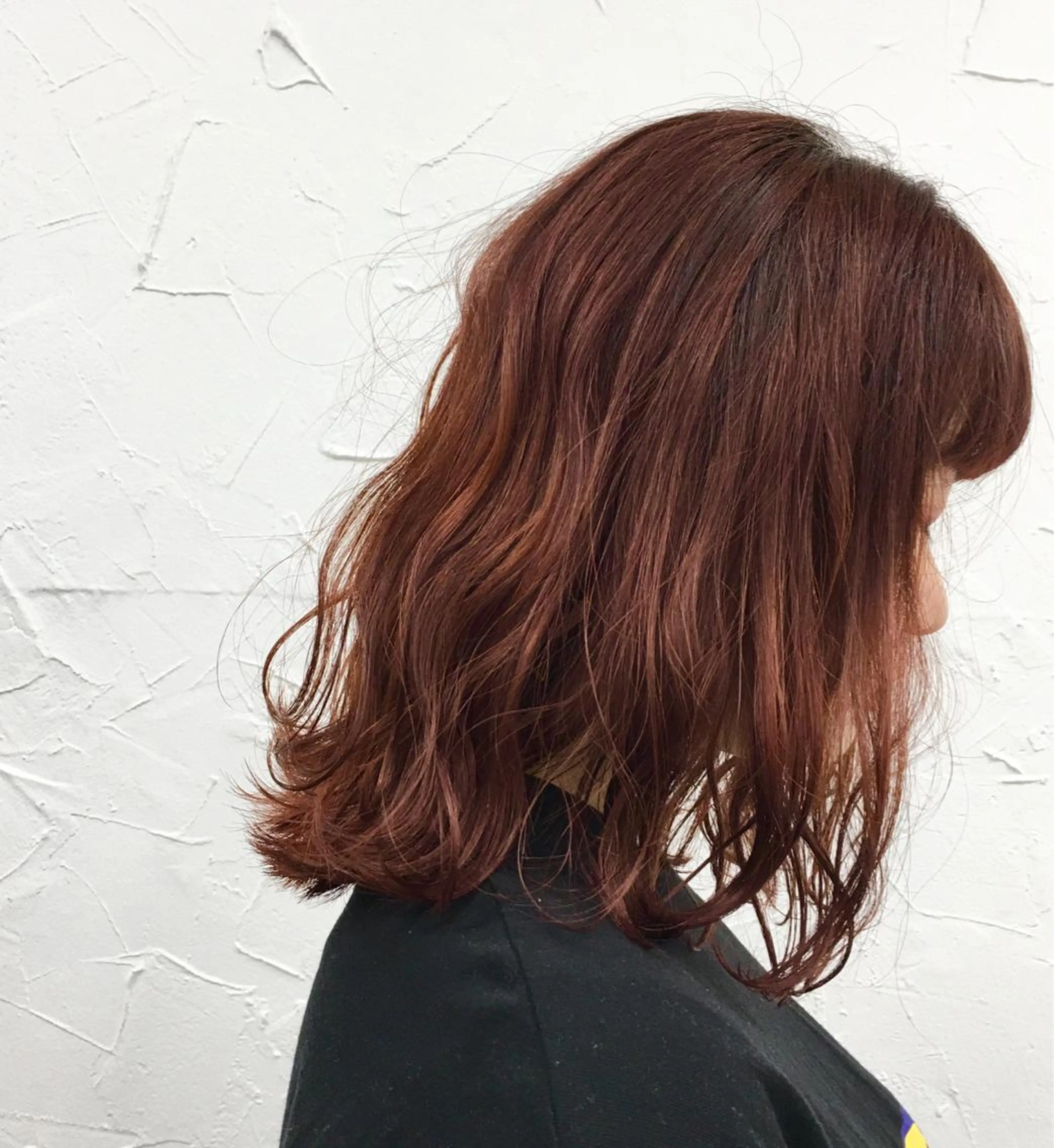 ミディアム カラー オレンジ 大人垢抜け ダブルカラー【上野】のヘアスタイル