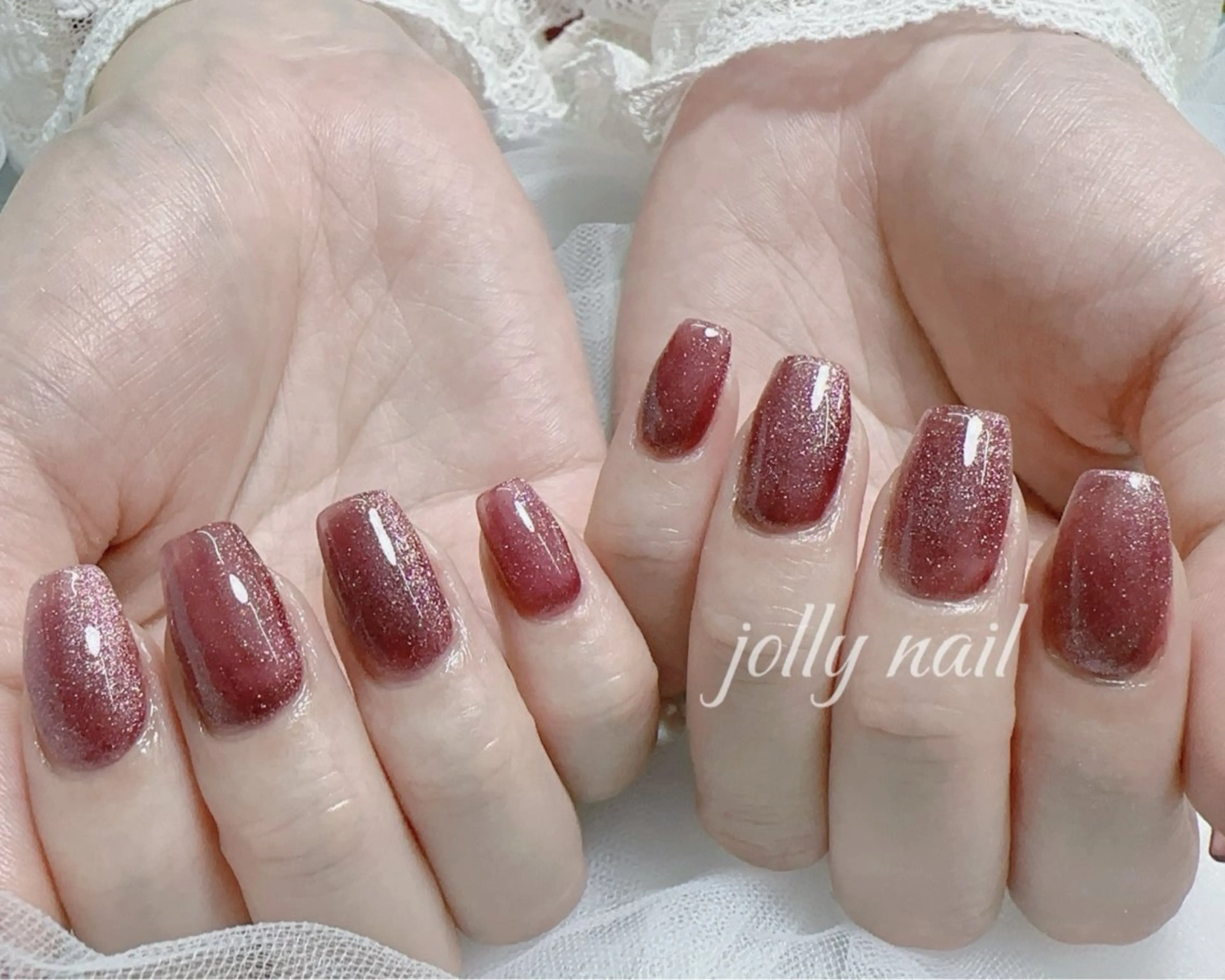 ネイル ハンドネイル Jolly チップ長さだしのネイルデザイン