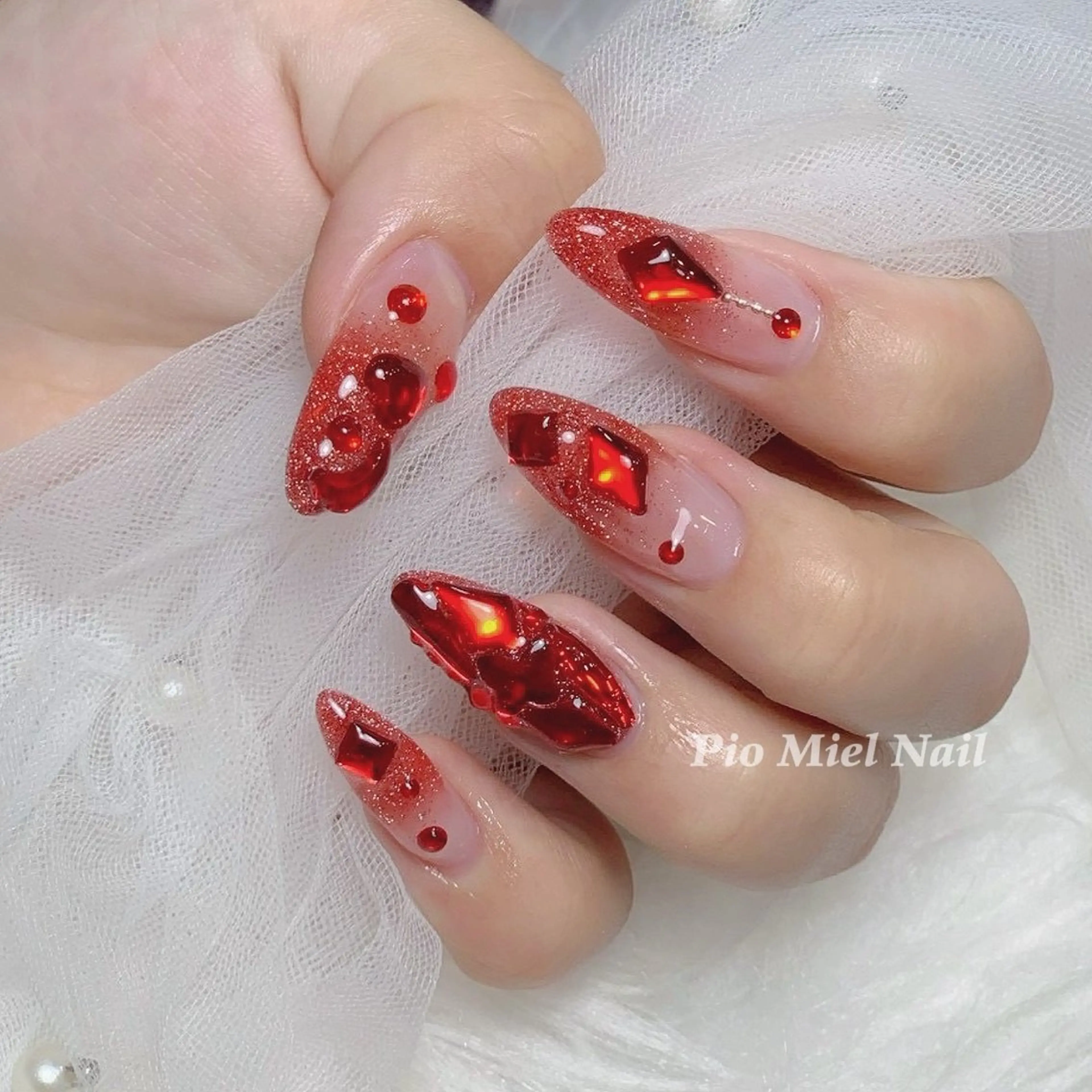 ネイル ハンドネイル HANA 長さだしのネイルデザイン