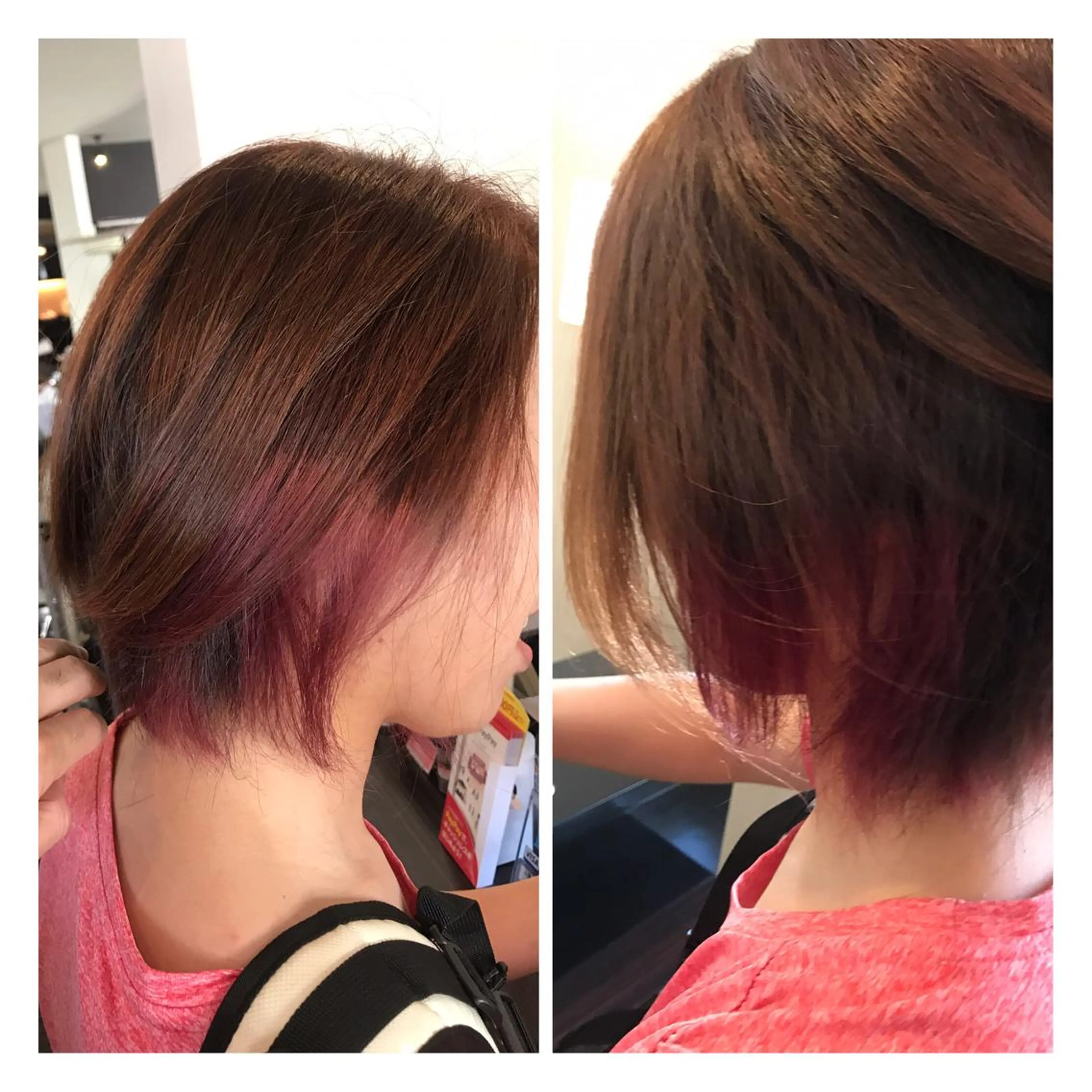 ショート カラー ヘアアレンジ インナーカラー ピンクカラー DISCOHAIRsanc（ルジャルダン町田）所属・烏山 達也のヘアスタイル