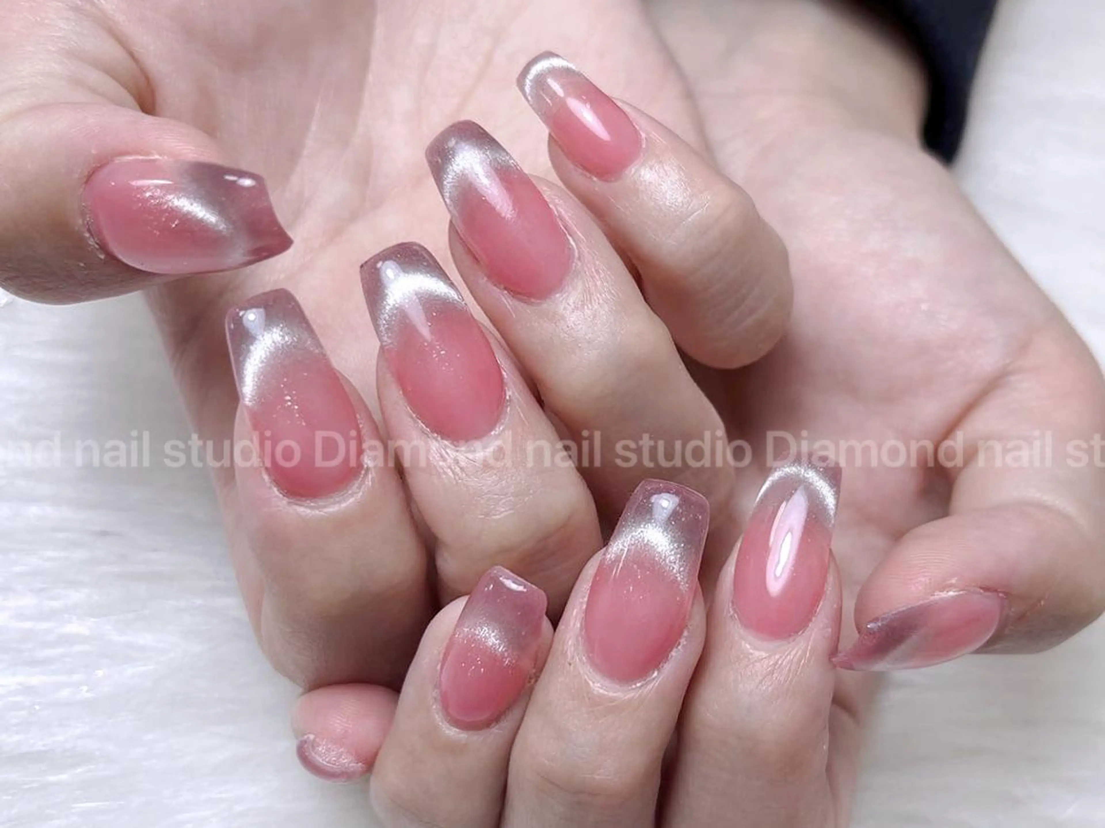 ネイル フレンチネイル マグネットネイル マグネットフレンチ スカルプネイル DIAMOND Nail🍒のネイルデザイン