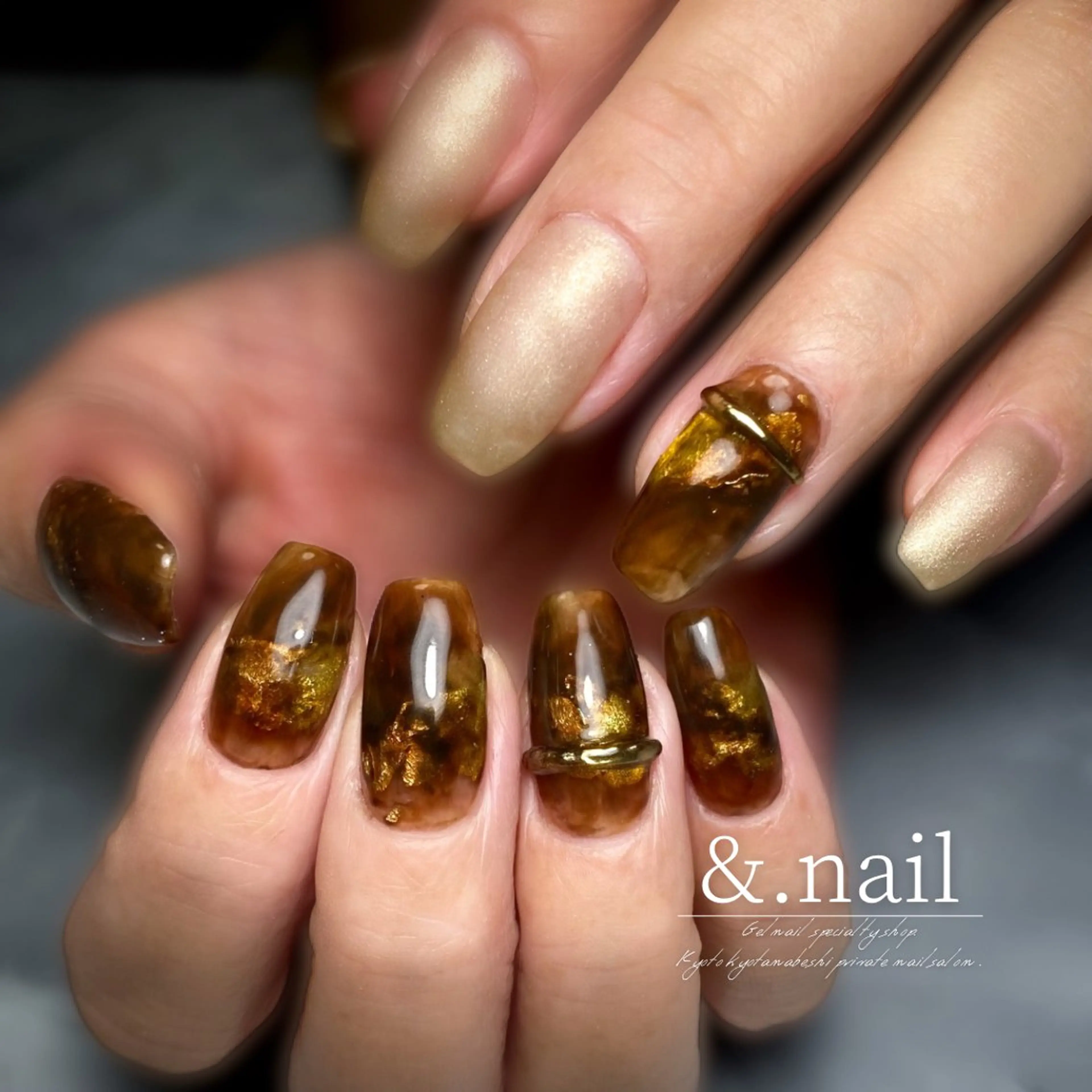 ネイル べっ甲ネイル ハンドネイル &.nail/ ニュアンス/持込み可のネイルデザイン