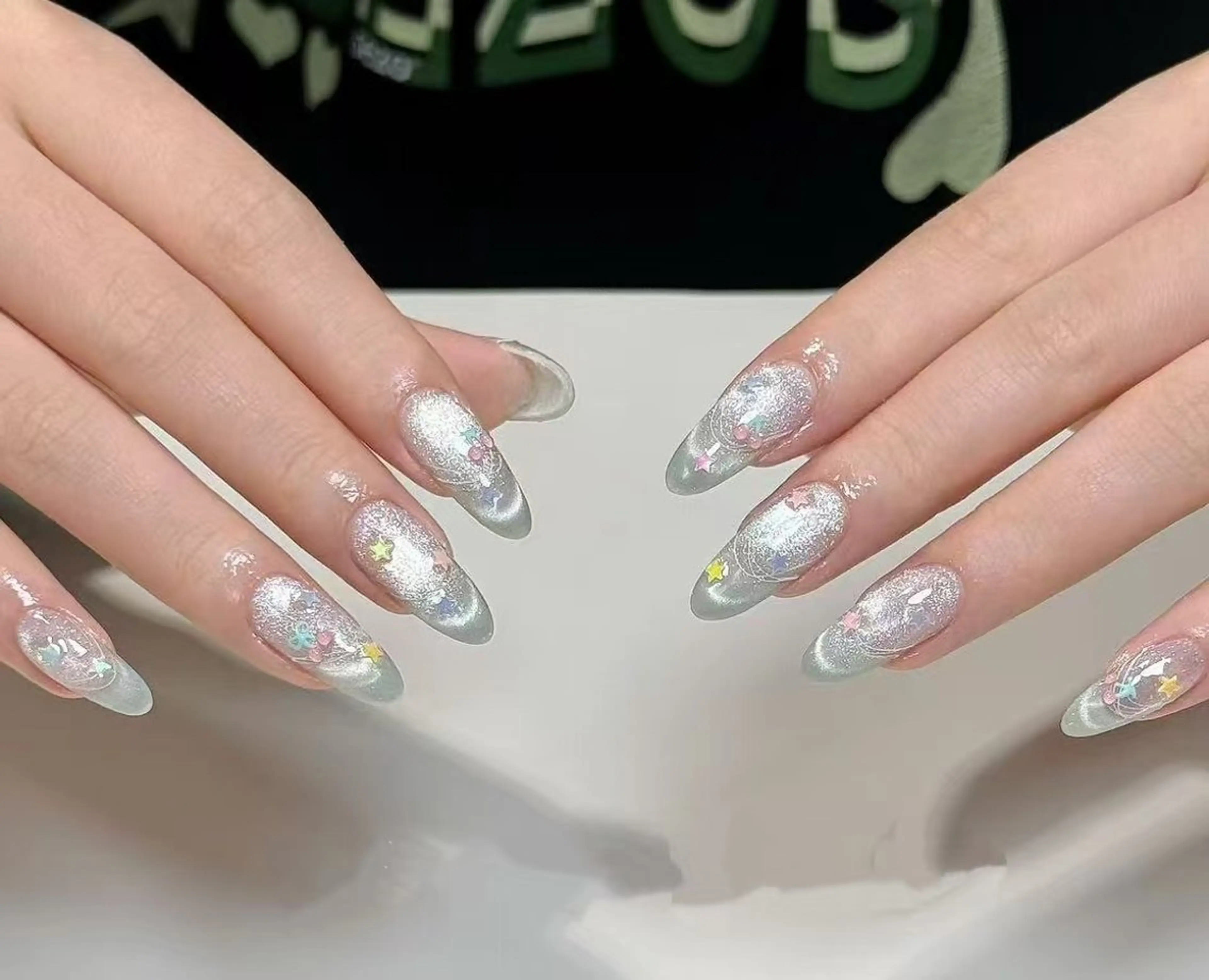 ネイル オーロラネイル フラワーネイル フットネイル フレンチネイル ジェルネイル ハンドネイル BabyYouMi ねねのネイルデザイン