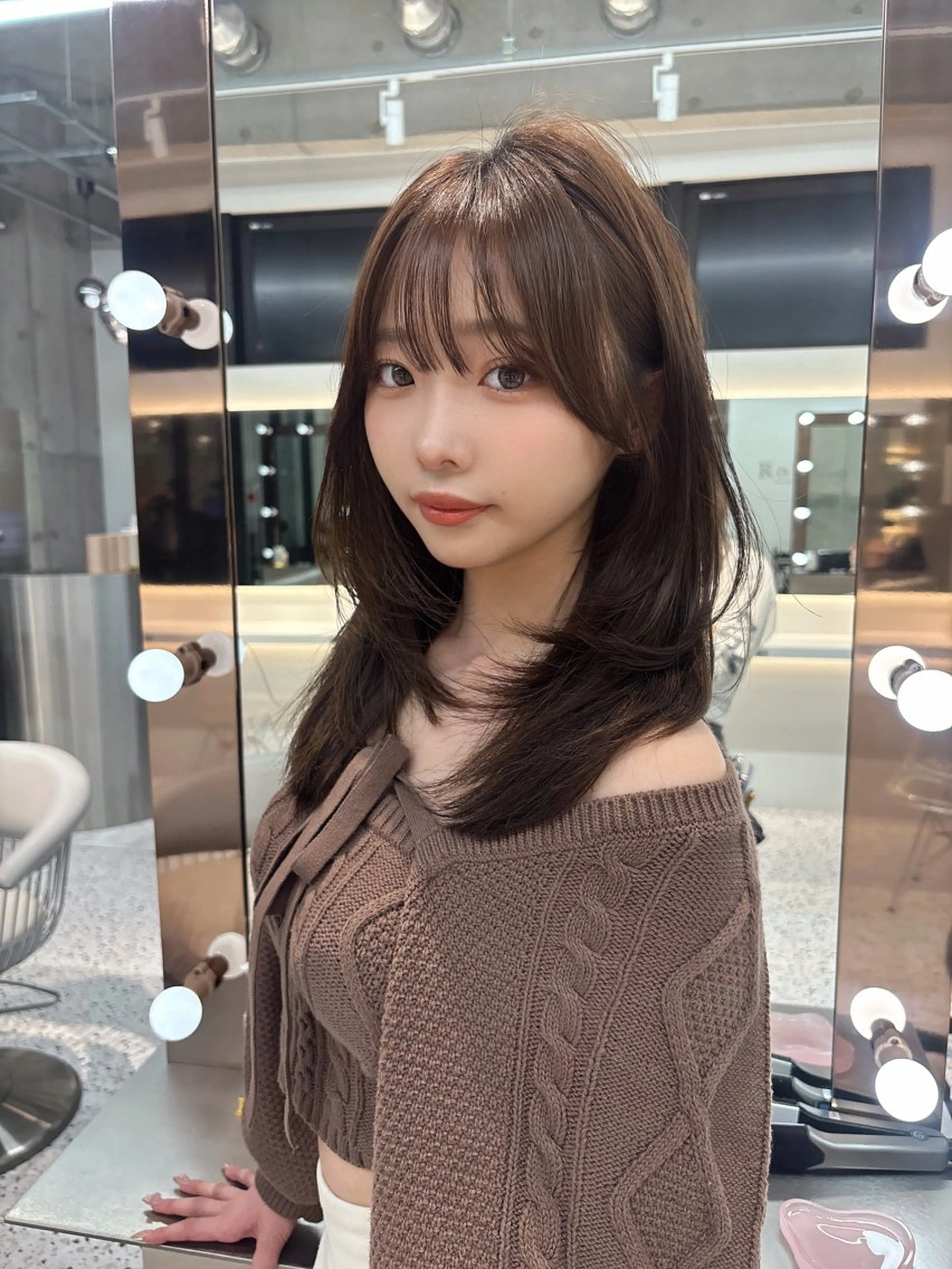 ミディアム カラー ブリーチ ボブ 韓国風ヘア レイヤーカット トリートメント ヘアカラー rina／ベージュ ワンホン/韓国ヘアのヘアスタイル