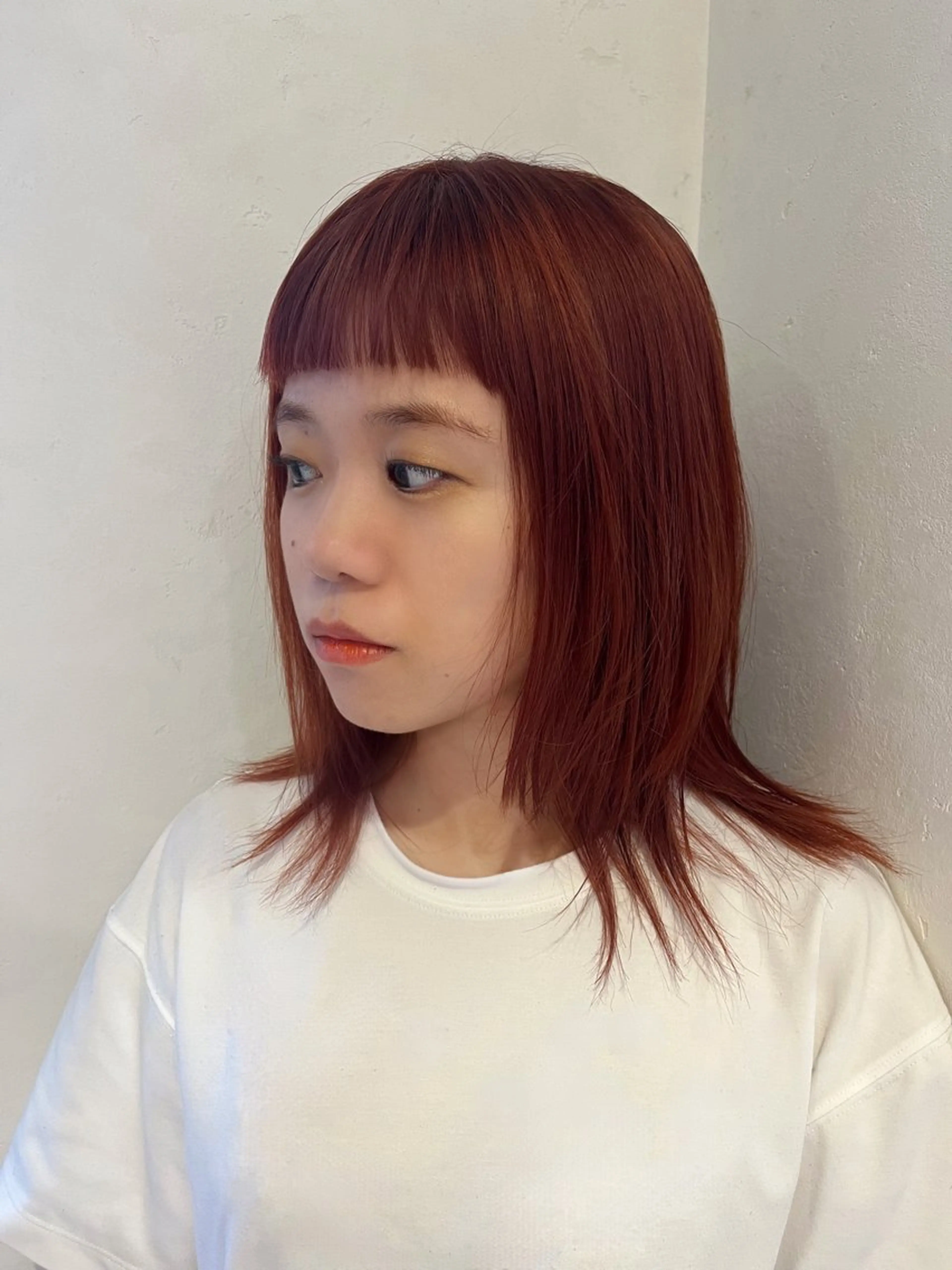 セミロング カラー ブラウンカラー オレンジ オレンジブラウン irwi/イルウィ所属・miku🎀門前仲町 ブリーチ・レイヤーのヘアスタイル