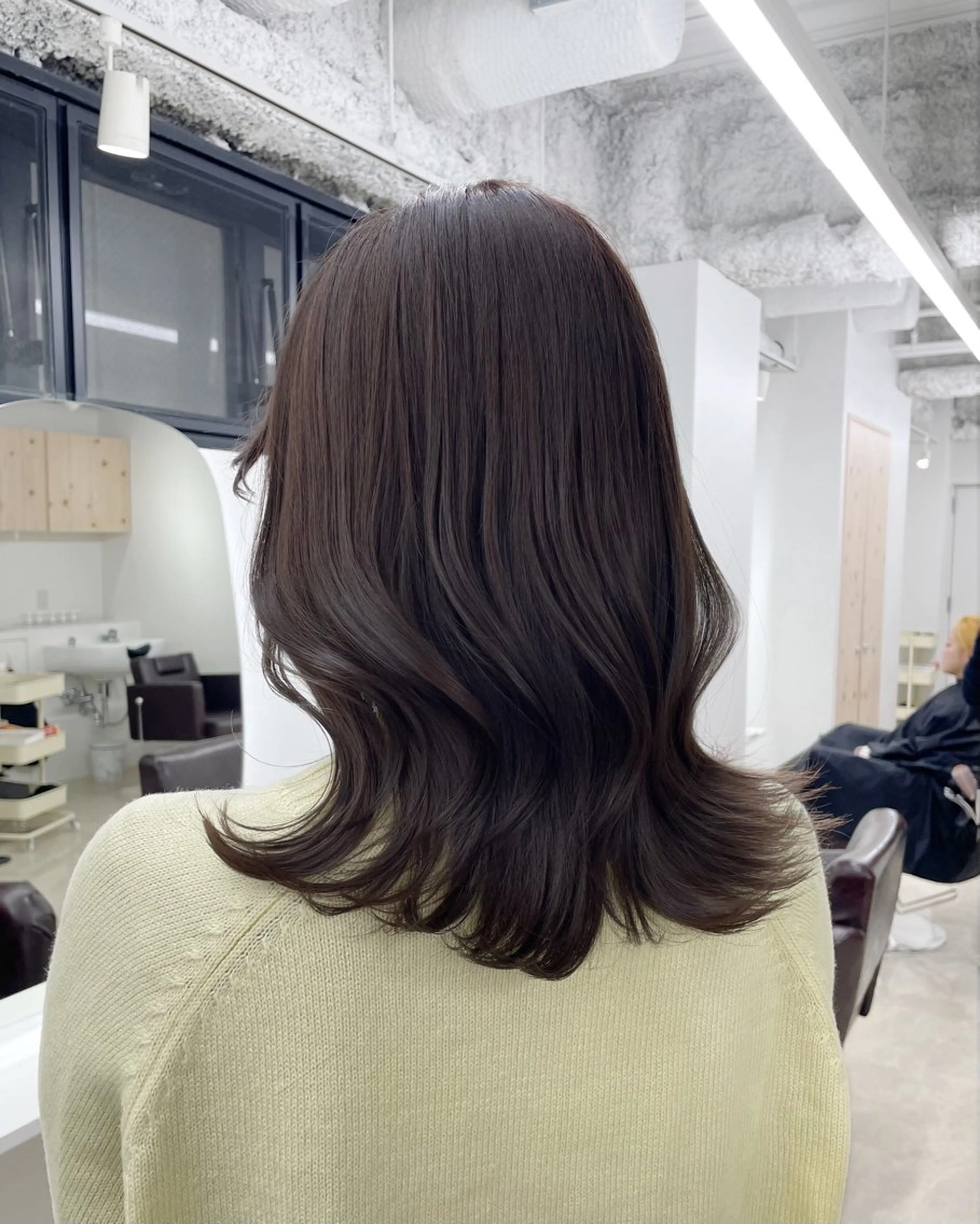 セミロング カラー カット ヘアカラー トリートメント ヘアセット 新宿/韓国ヘア/ 髪質改善ストレートのヘアスタイル