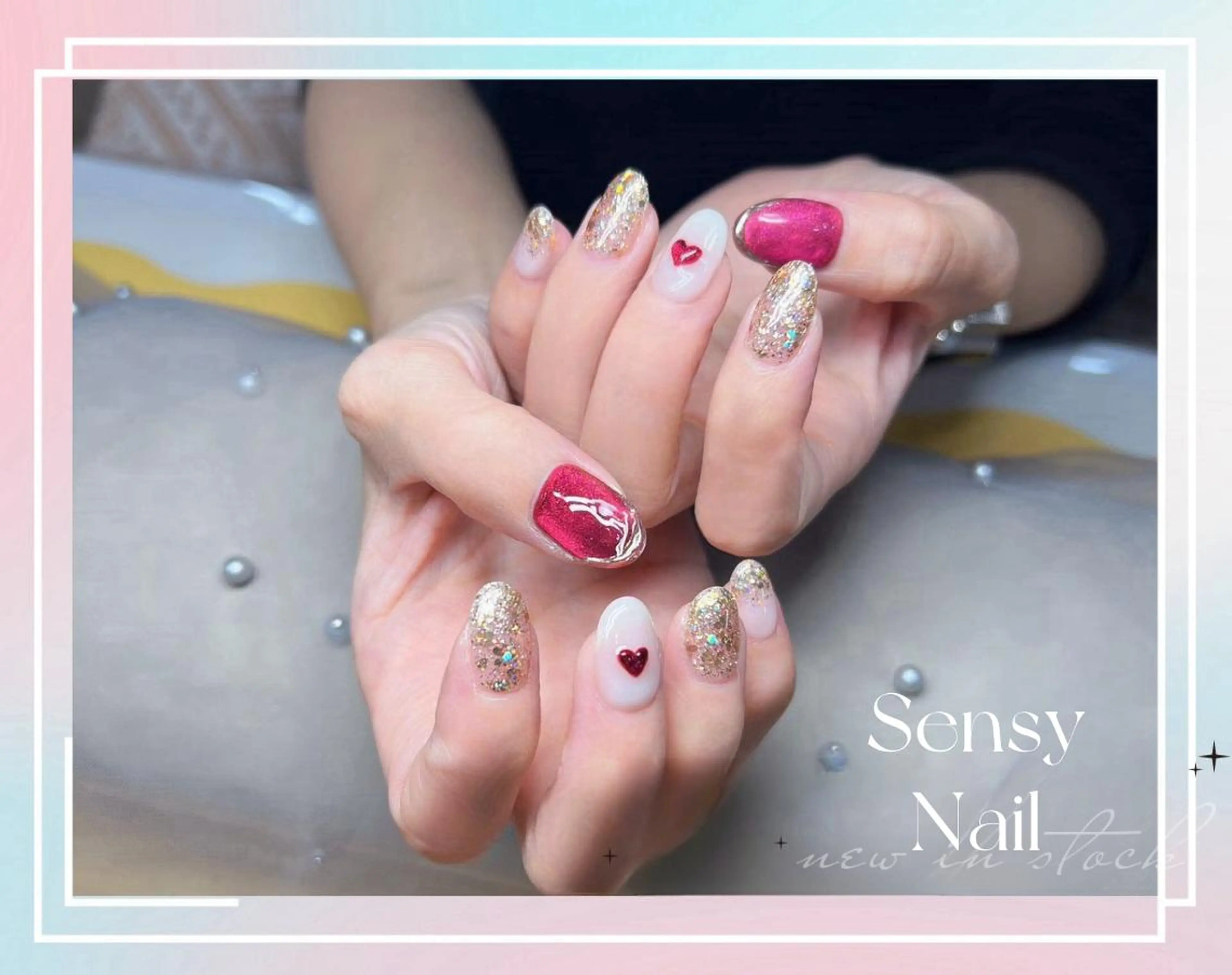 ネイル ジェルネイル ラメ(グリッター) マグネットネイル ワンカラーネイル ソフトジェル ハンドネイル ハンドケア Sensy ネイル専門店のネイルデザイン