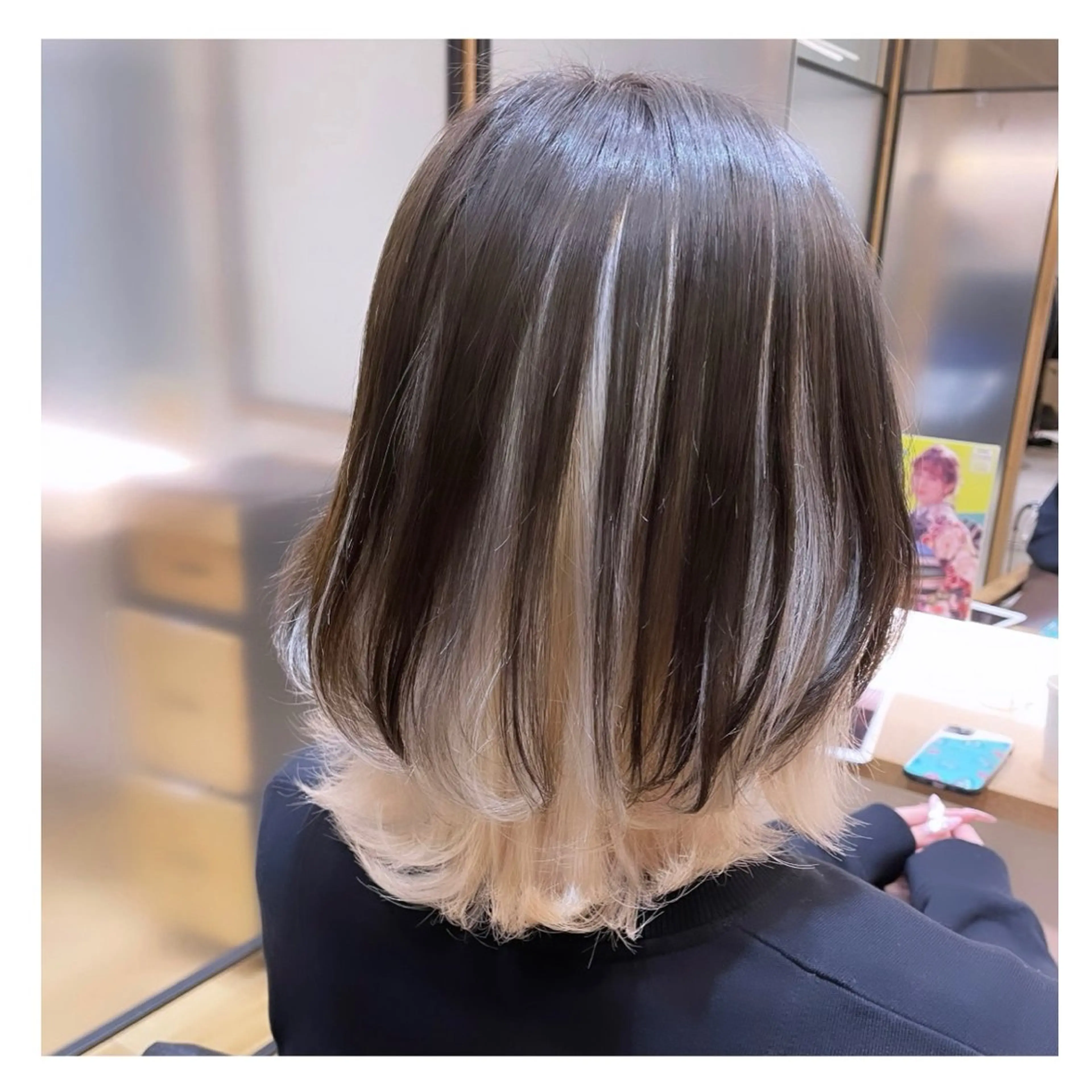 ミディアム カラー ベージュカラー ブリーチ ホワイトベージュ カット ヘアカラー トリートメント ❁⃘ ち だ り さ ❁⃘のヘアスタイル