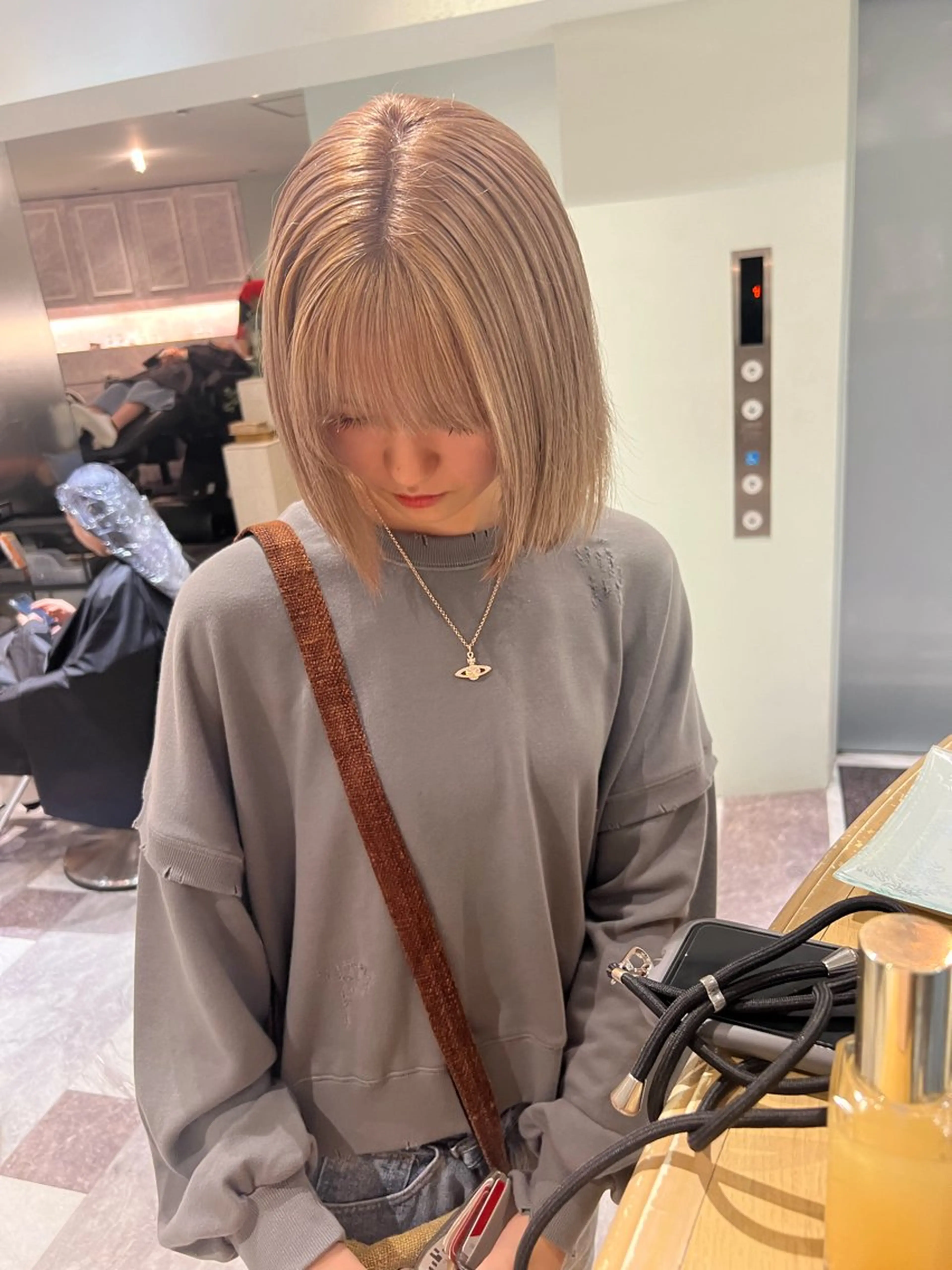 ミディアム ピンクブラウン ヘアカラー トリートメント ショートカット/ 森栄範のヘアスタイル