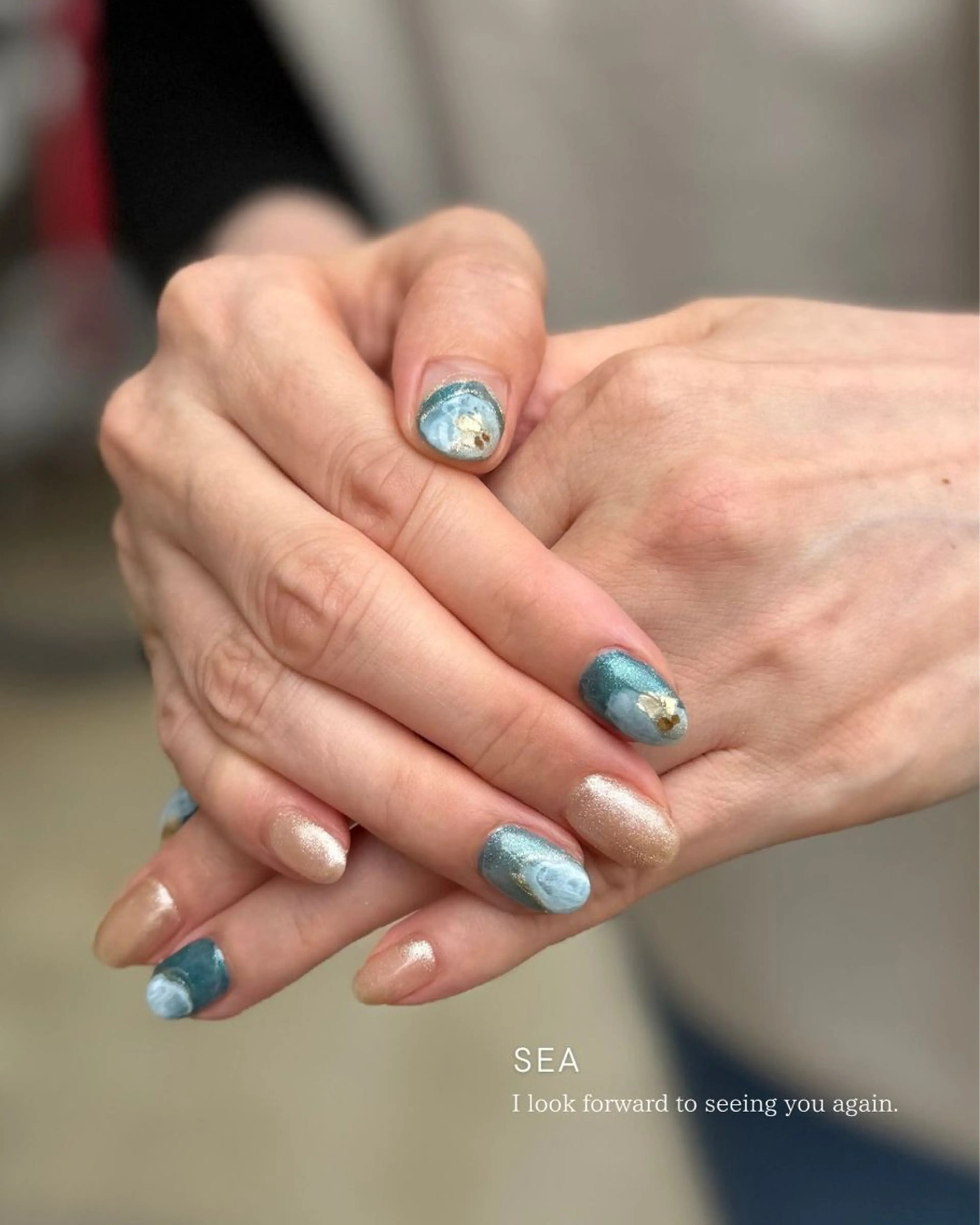 ネイル フットネイル ジェルネイル 大理石ネイル(マーブル) パラジェル ショートネイル ハンドネイル Seemly 千田町店所属・フラワーパラジェル 🌸シームリーエミのネイルデザイン