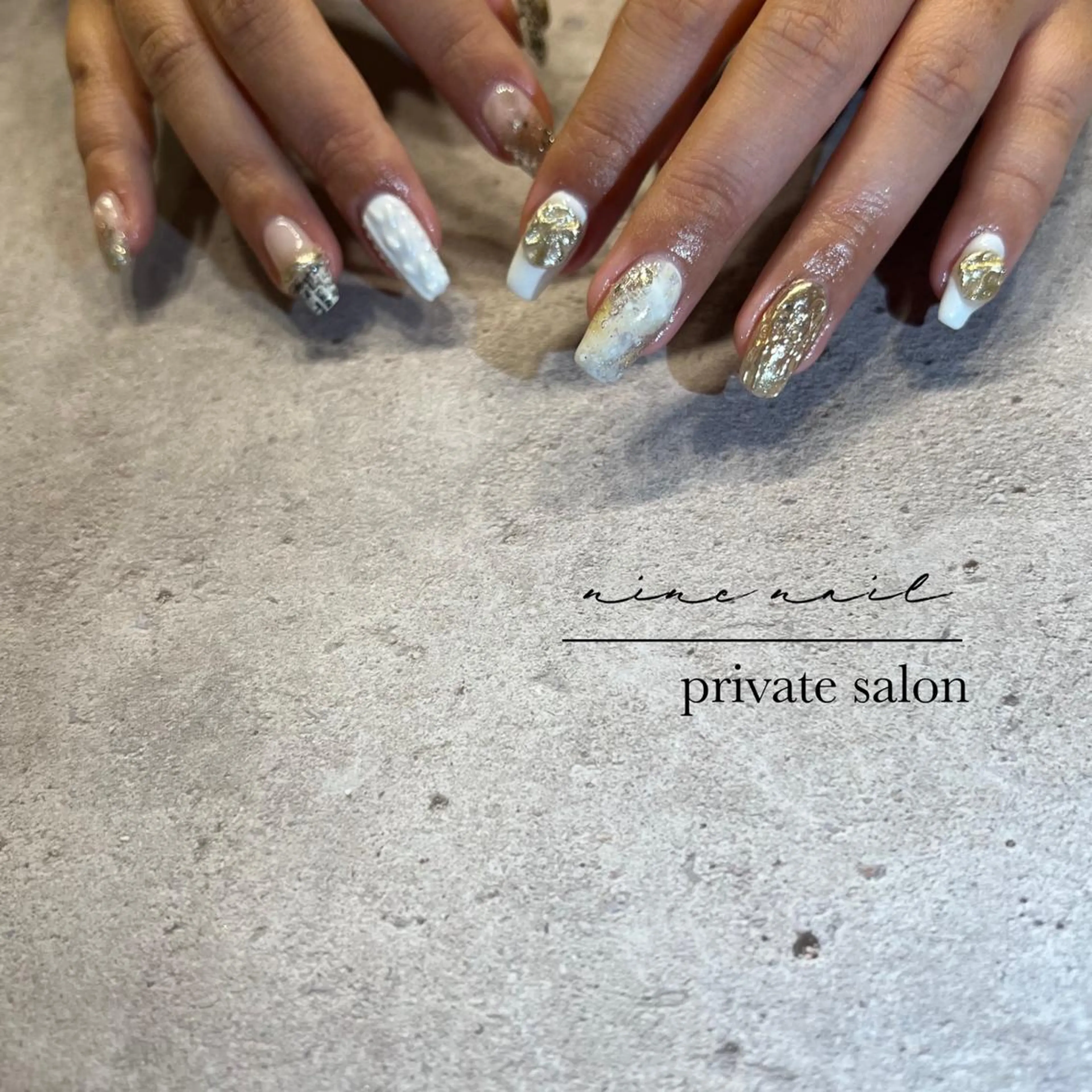 ネイル ミラーネイル ニュアンスネイル ツイードネイル nine nailのネイルデザイン