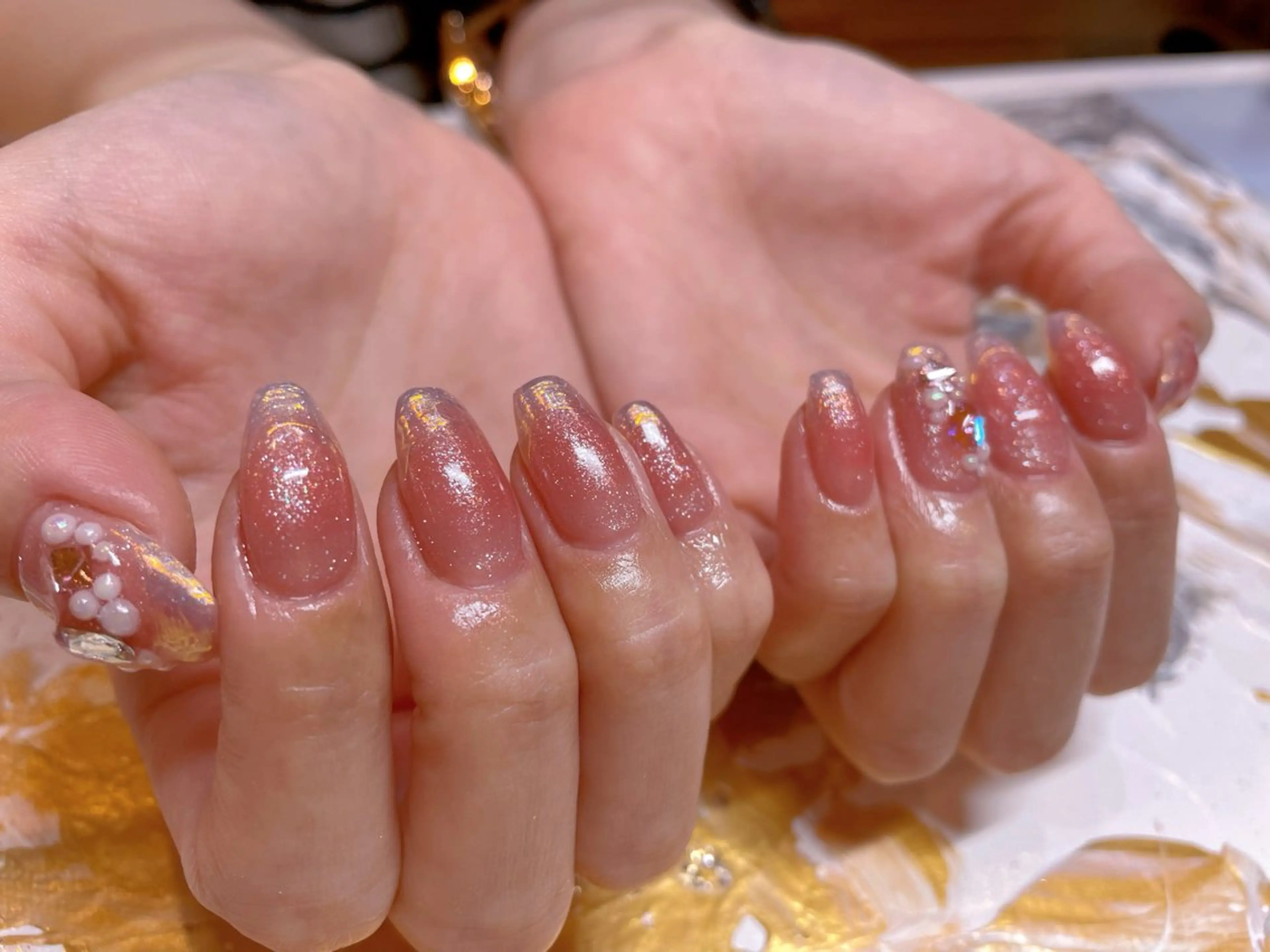 ネイル オーロラネイル チークネイル フレンチネイル ハンドネイル ネイリスト ❄️ユキ❄️のネイルデザイン