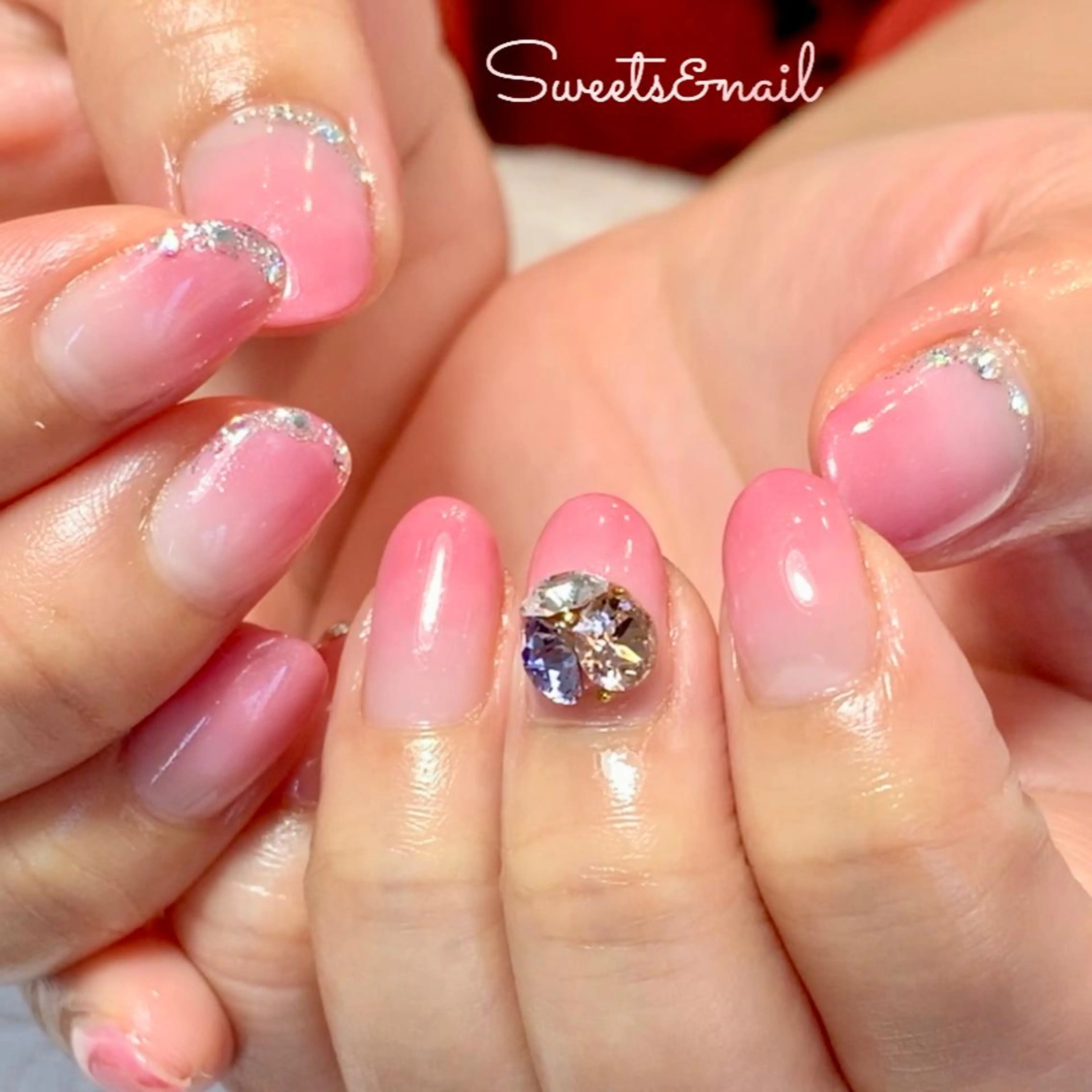 ネイル ジェルネイル グラデーション キラキラネイル ストーンネイル Sweets＆ nail みなこのネイルデザイン