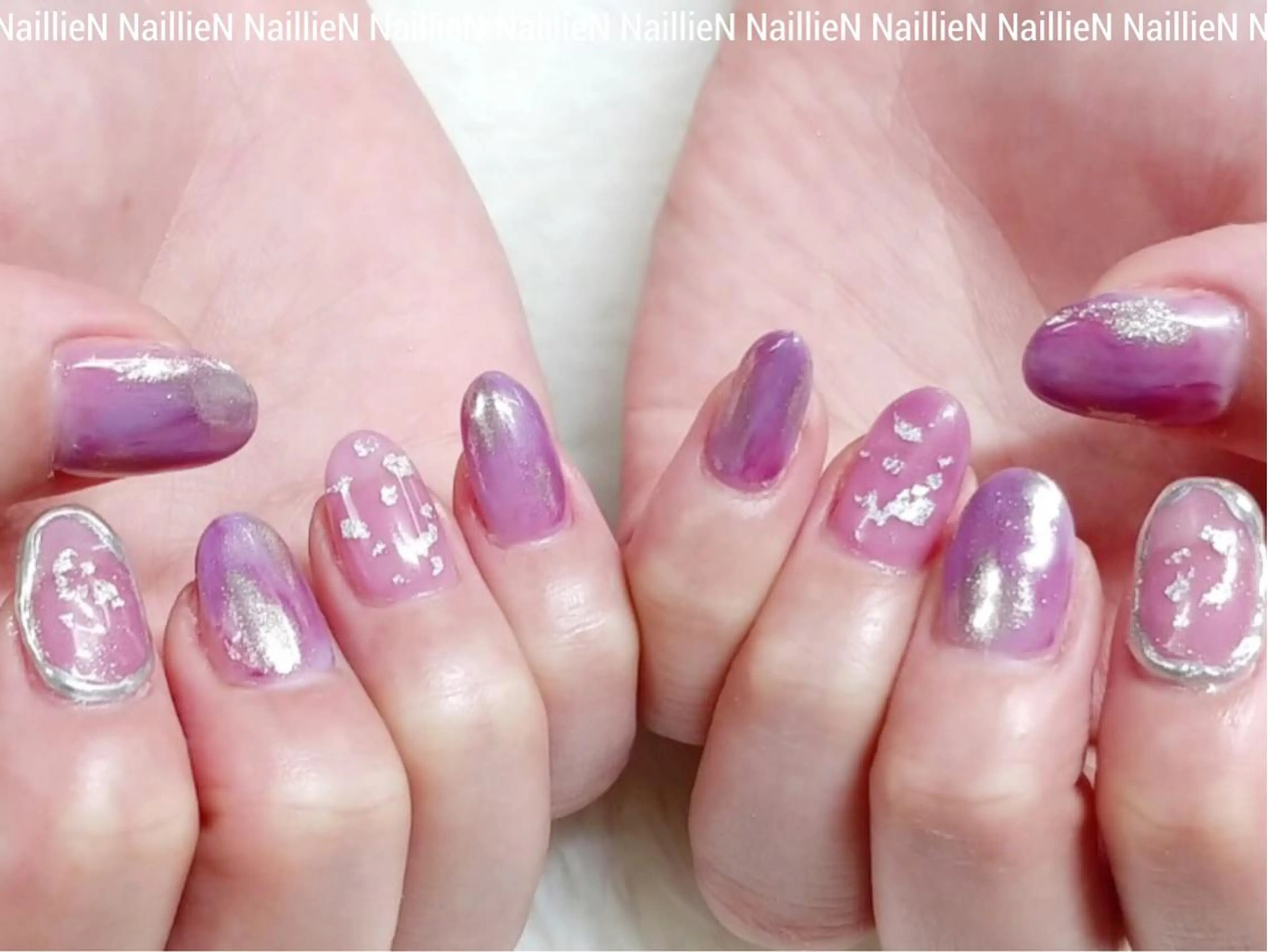 ネイル ニュアンスネイル ピンク パープル Nail lieNのネイルデザイン