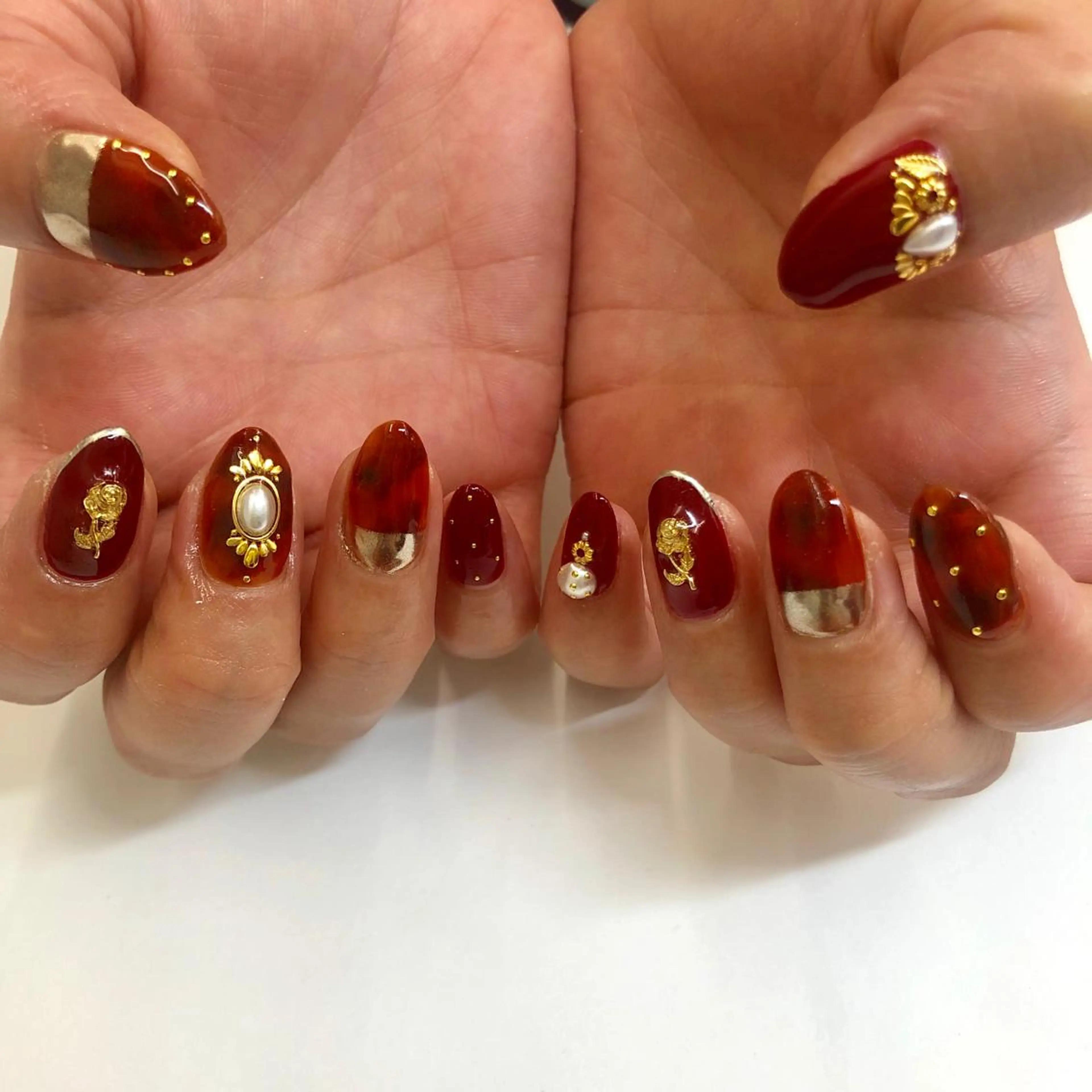 ネイル べっ甲ネイル 🎀AYAKO 🎀中韓ネイルのネイルデザイン