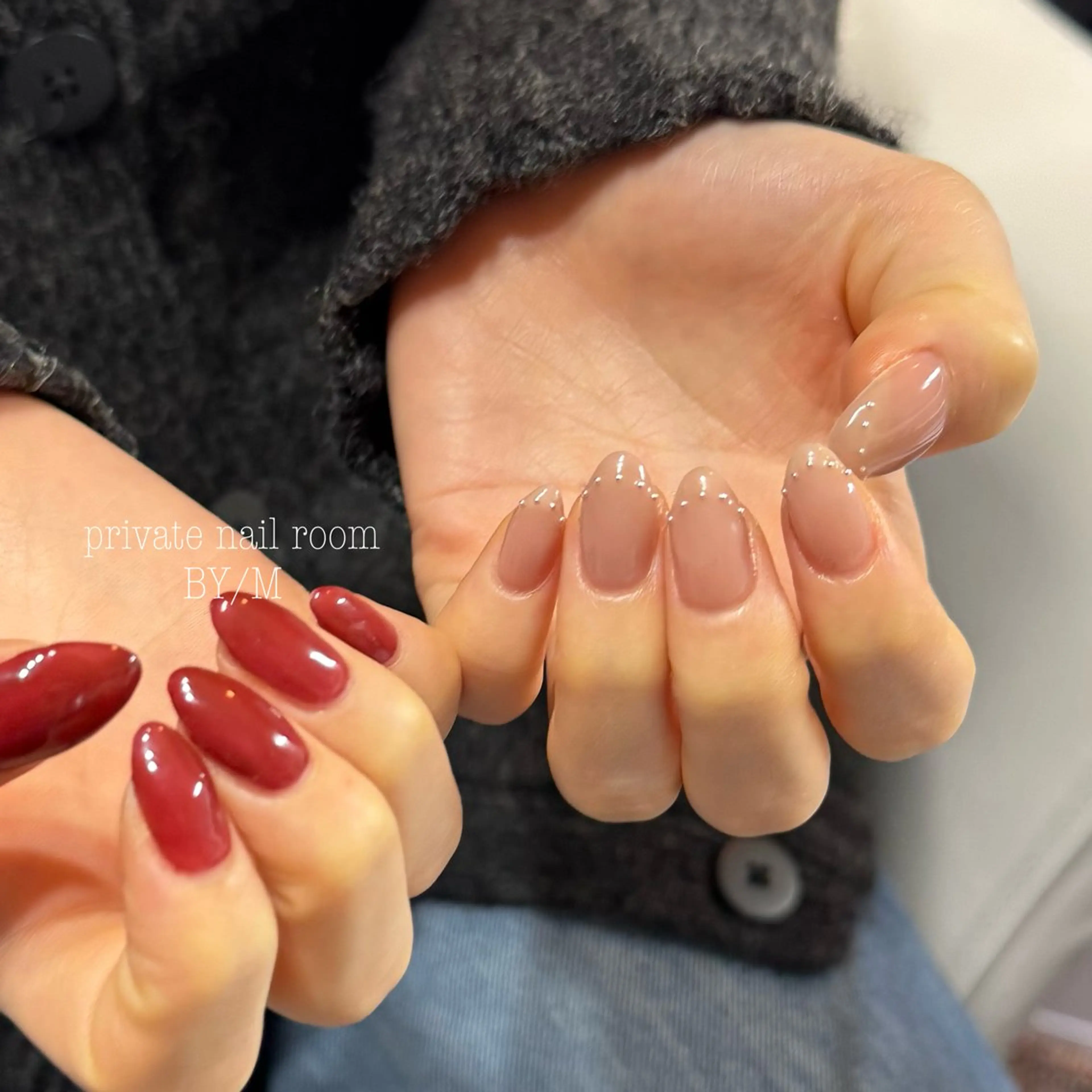 ネイル ボルドー フレンチネイル 持ち込み ワンカラーネイル シンプルネイル ハンドネイル BY / Mのネイルデザイン