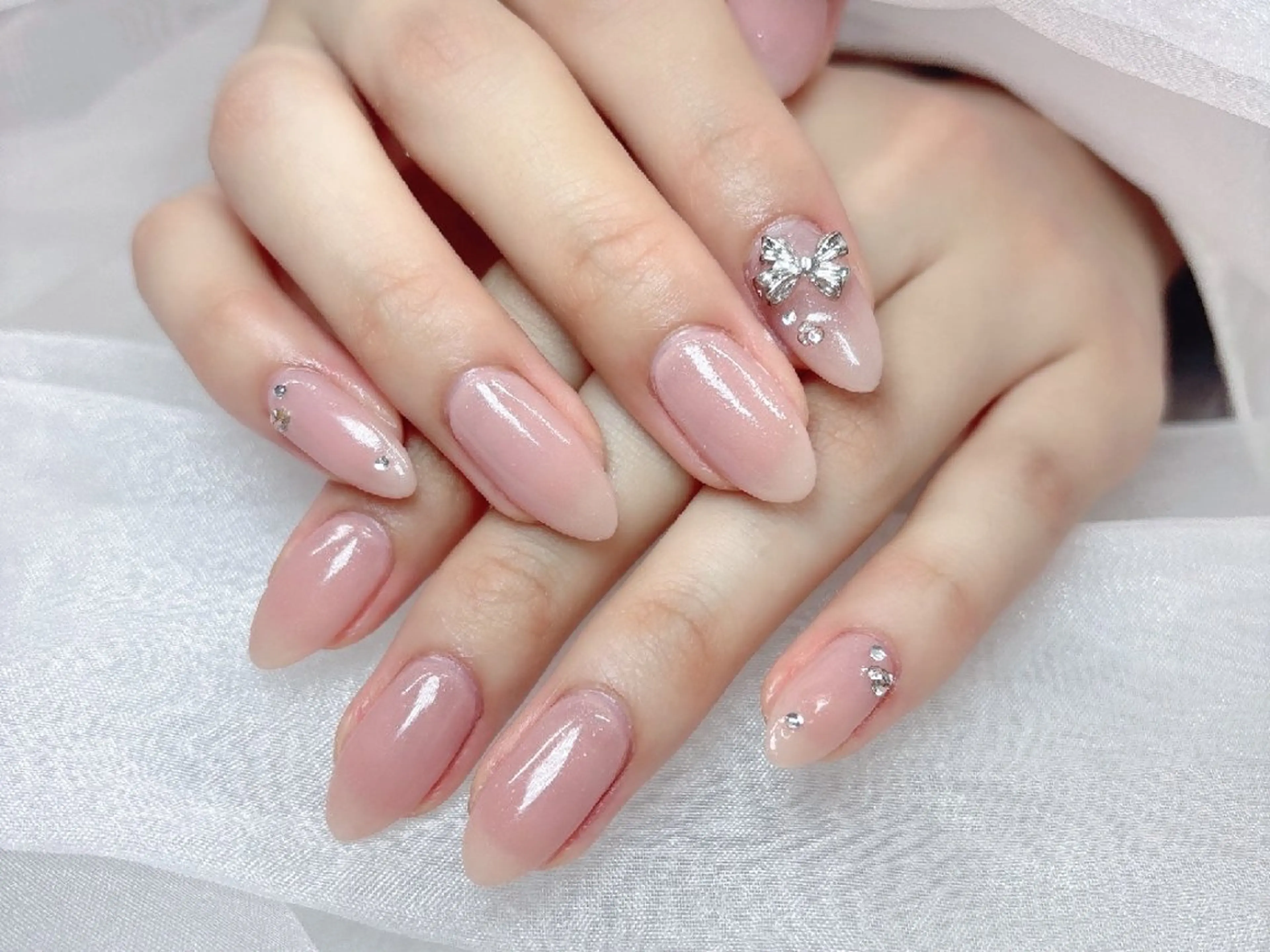 ネイル チークネイル 長さ出し フラッシュネイル フレンチネイル ジェルネイル Chouette Nailのネイルデザイン
