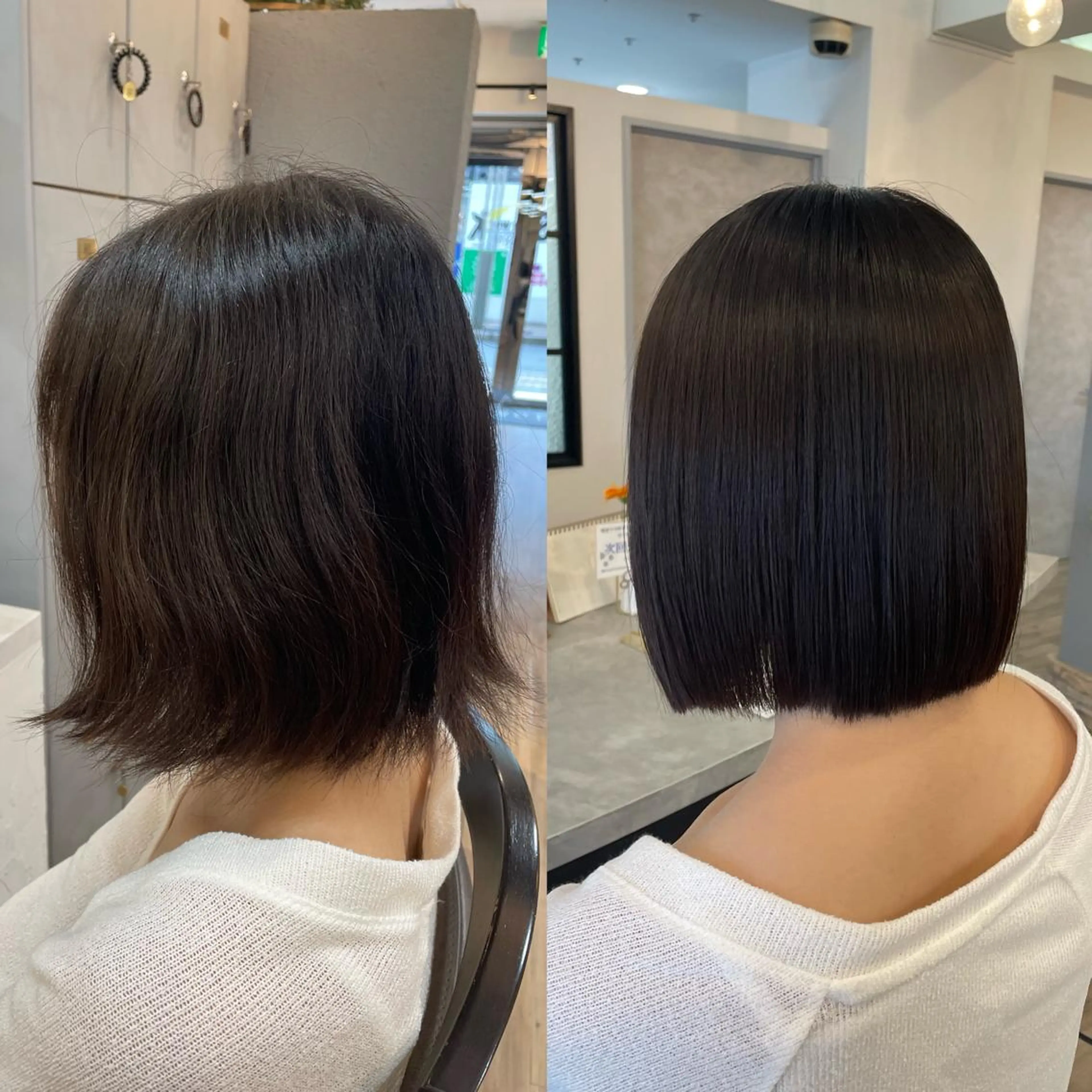 ミディアム パーマ 縮毛矯正 VISAGE ba.sk 金子詩帆のヘアスタイル