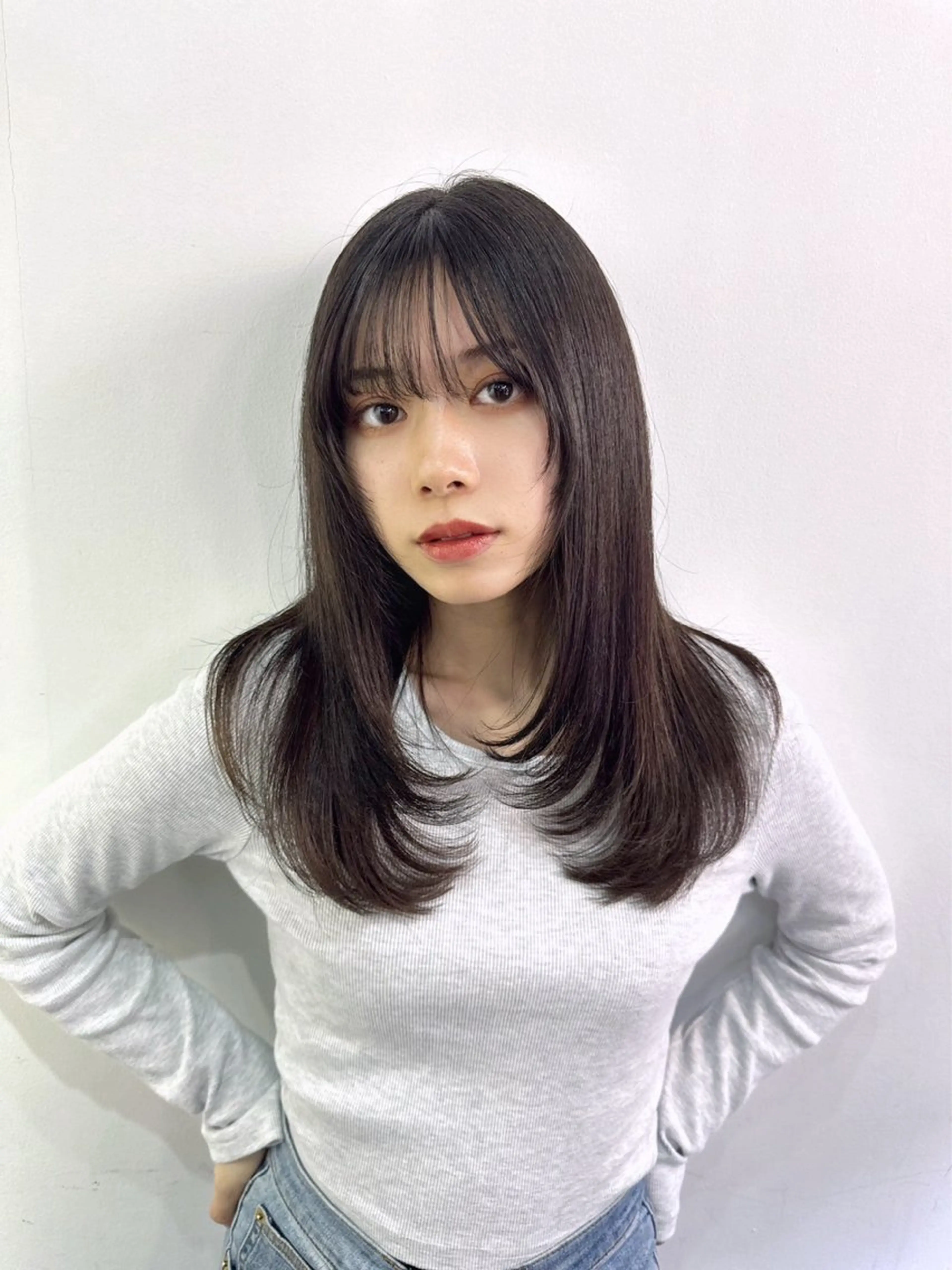 セミロング カラー カット ヘアカラー トリートメント 赤みなしカラー/梅田 /レイヤー/IORIのヘアスタイル