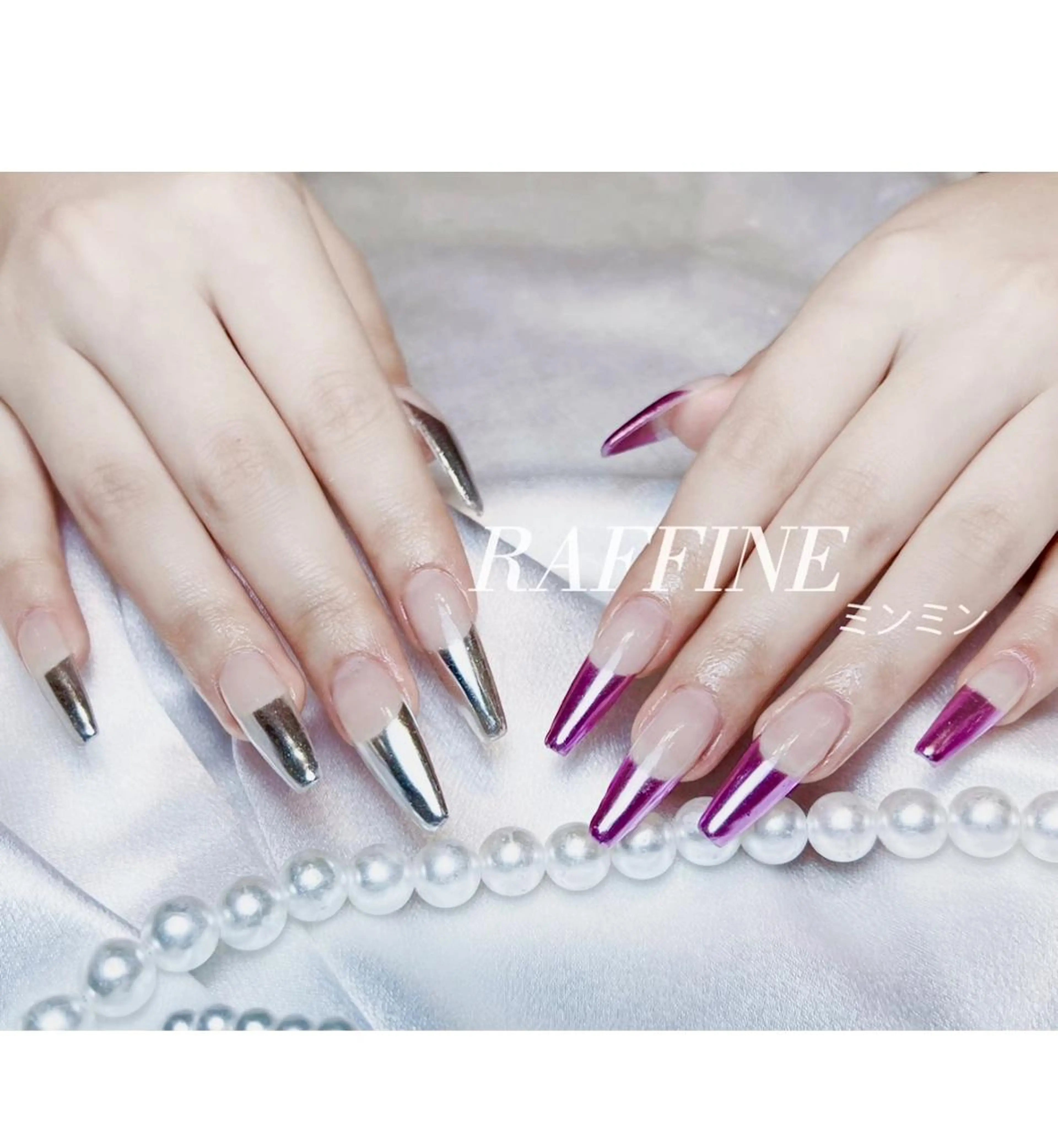 ネイル RAFFINE 月🦋🩵のネイルデザイン