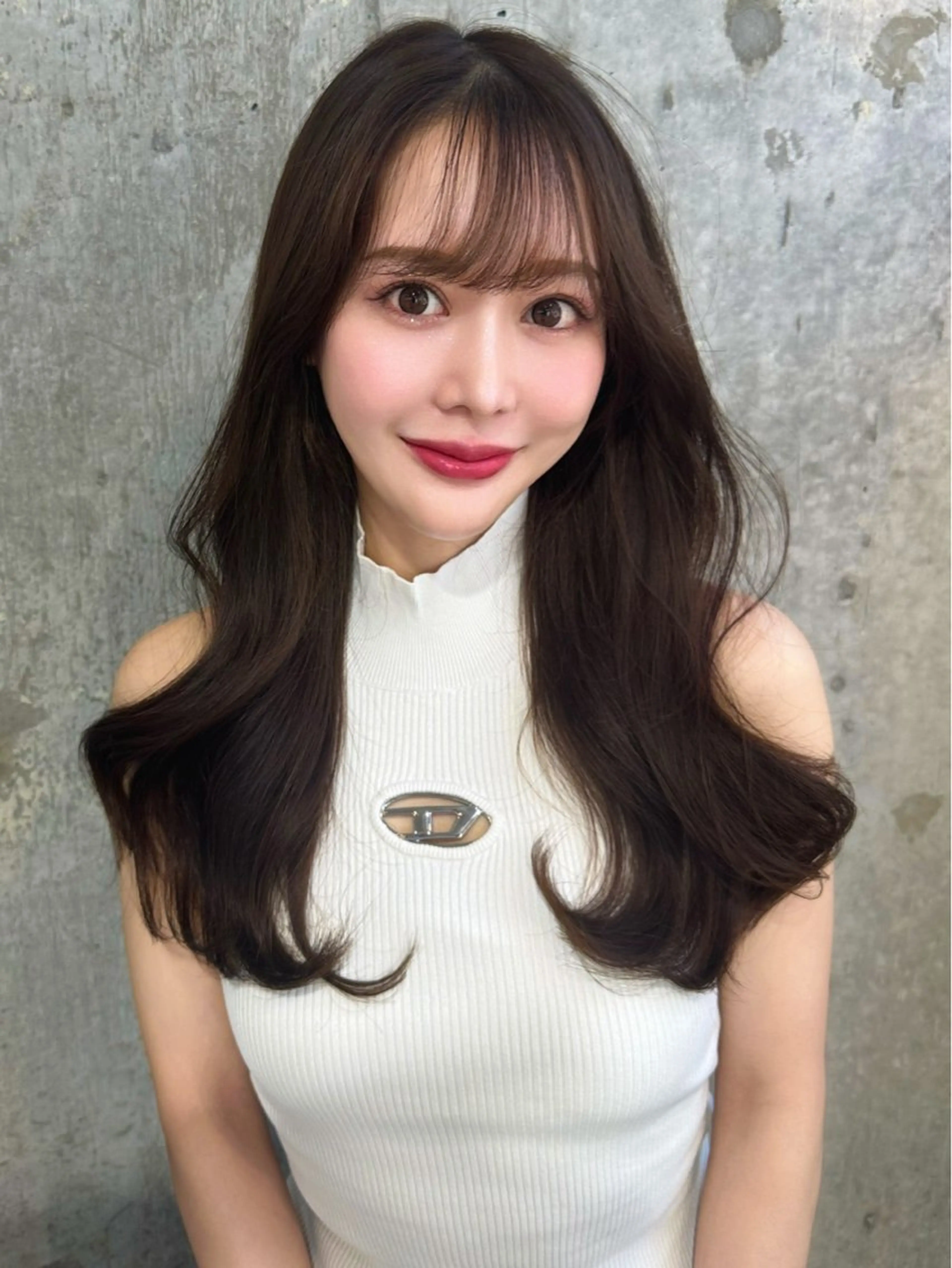 セミロング カラー レイヤーカット カット ヘアカラー トリートメント 新宿/韓国風レイヤー 髪質改善/渋谷直樹のヘアスタイル