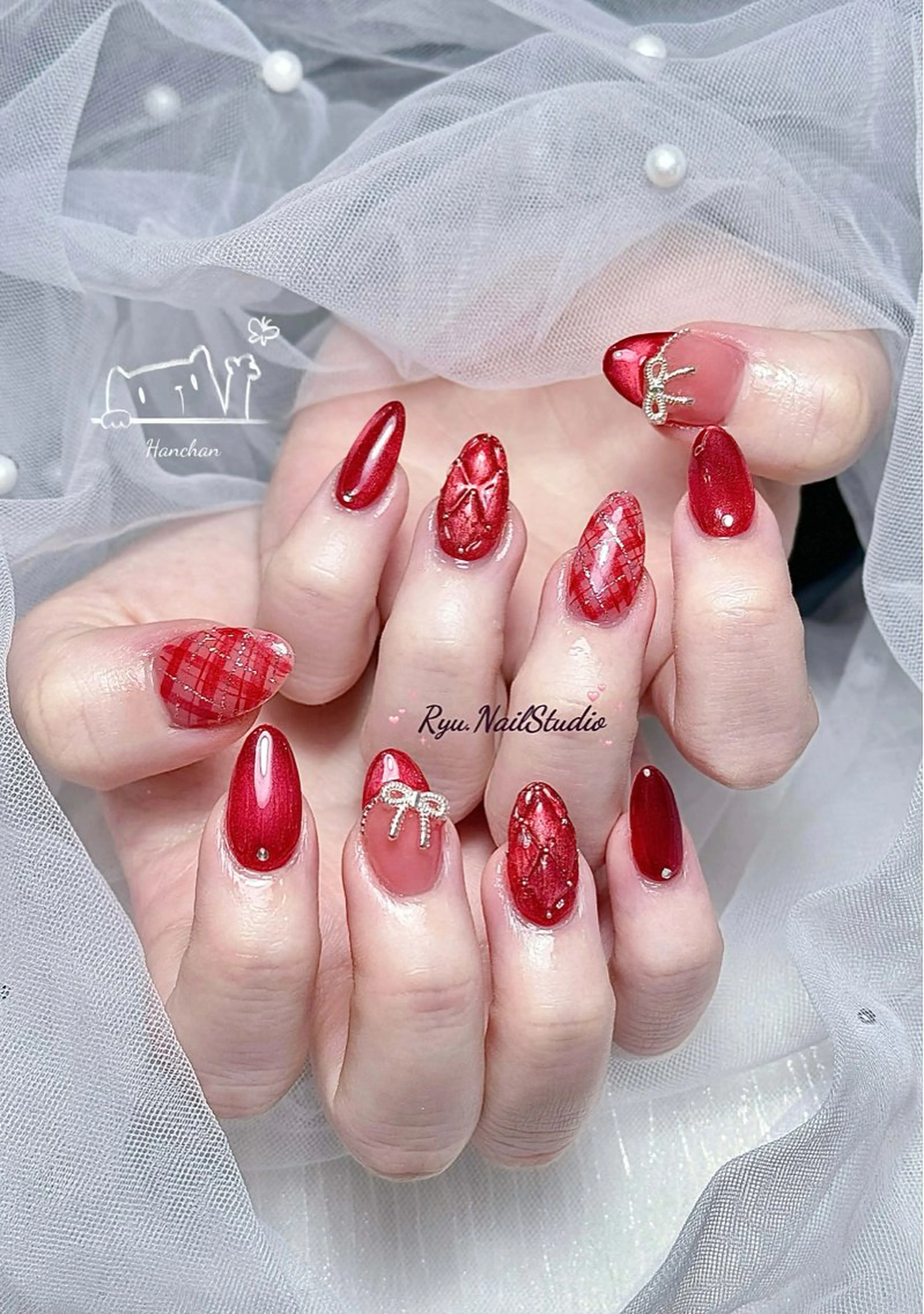 ネイル アートネイル ジェルネイル マグネットネイル ニュアンスネイル シンプルネイル ハンドネイル Ryunail所属・Ryu Nail NekoChanのネイルデザイン