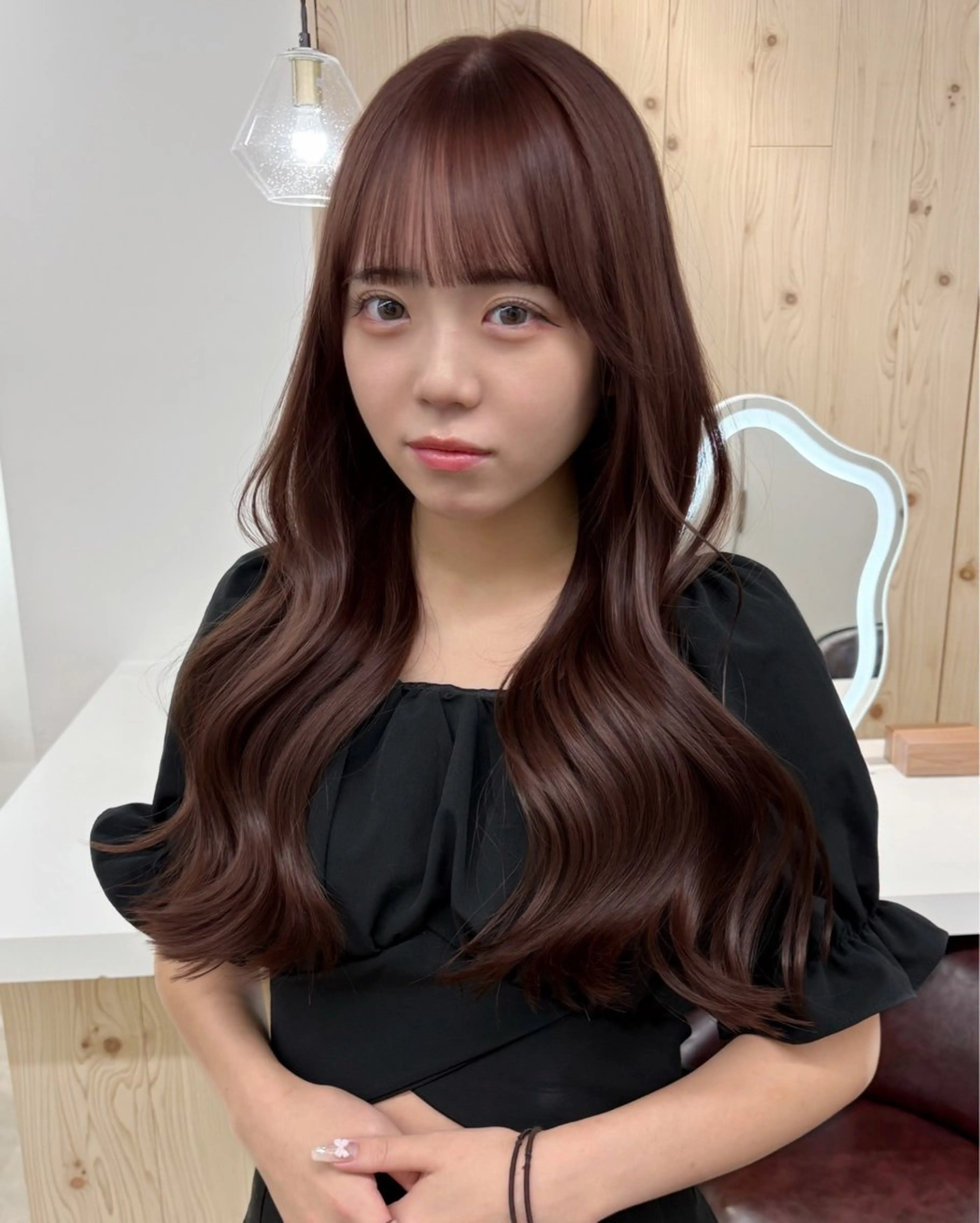 ロング カラー カット ヘアカラー トリートメント ヘアセット 新宿/韓国ヘア/ 髪質改善ストレートのヘアスタイル