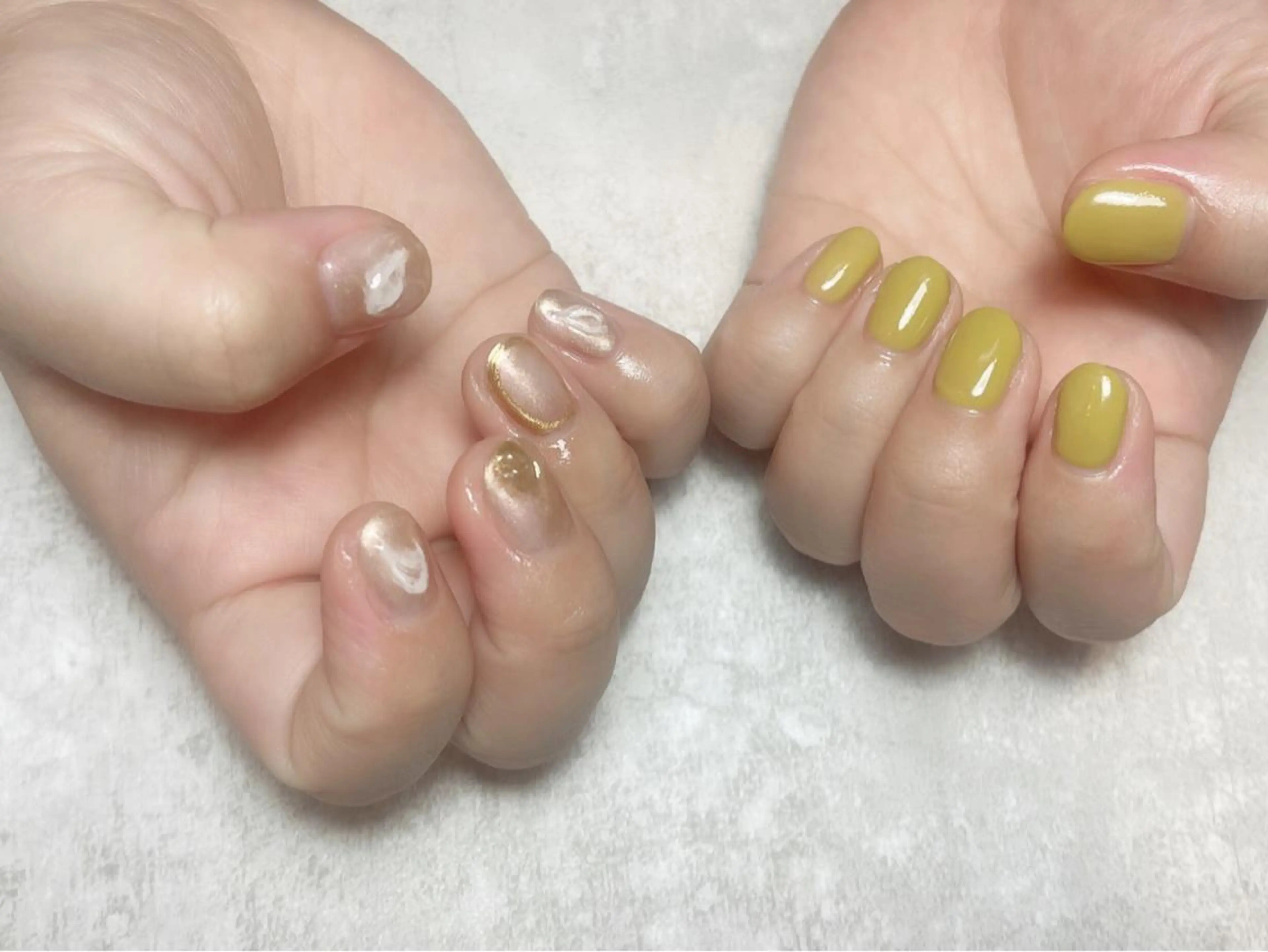 ネイル 持ち込み ニュアンスネイル ピスタチオネイル irono .のネイルデザイン