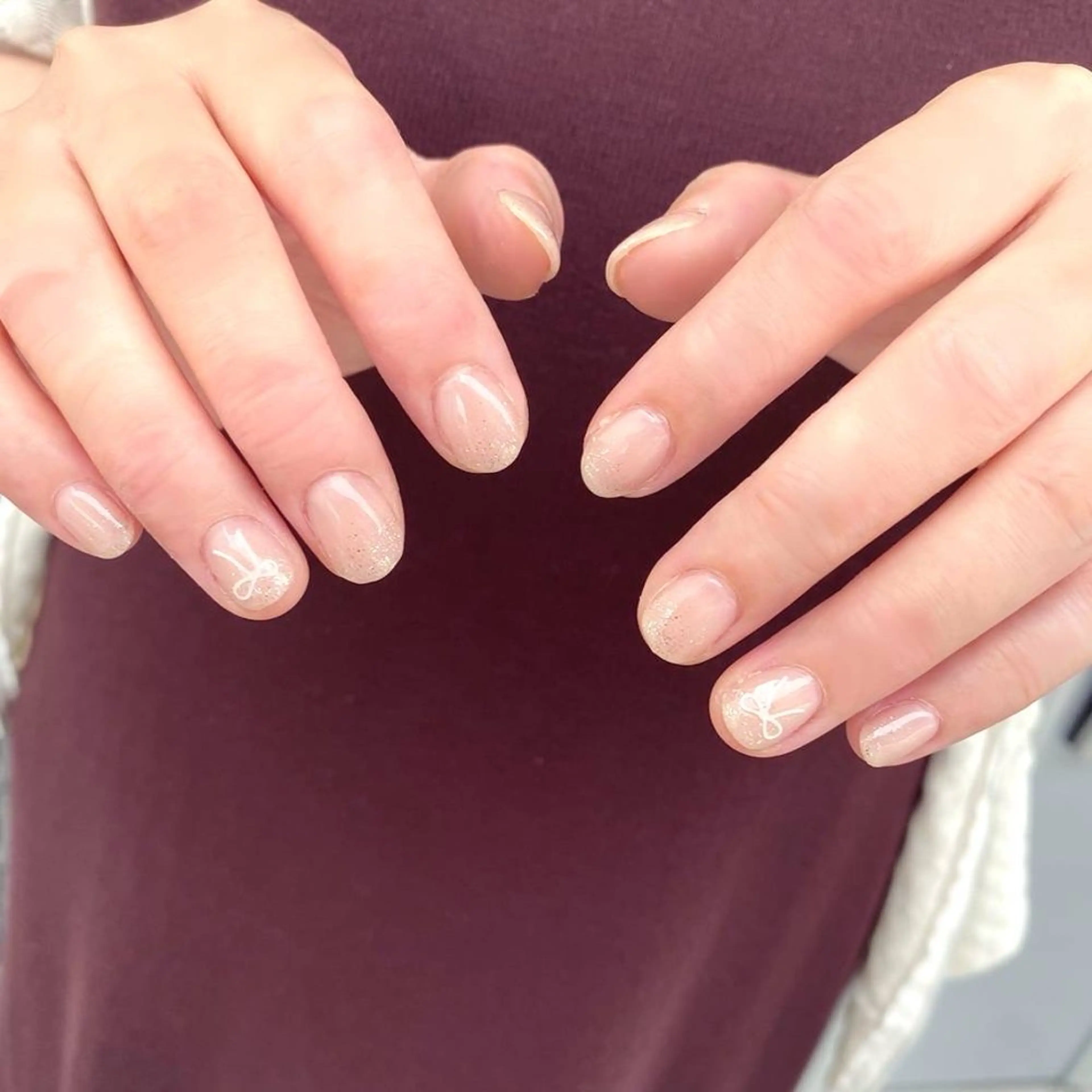 ネイル リボン シンプルネイル Atelier S.nailのネイルデザイン