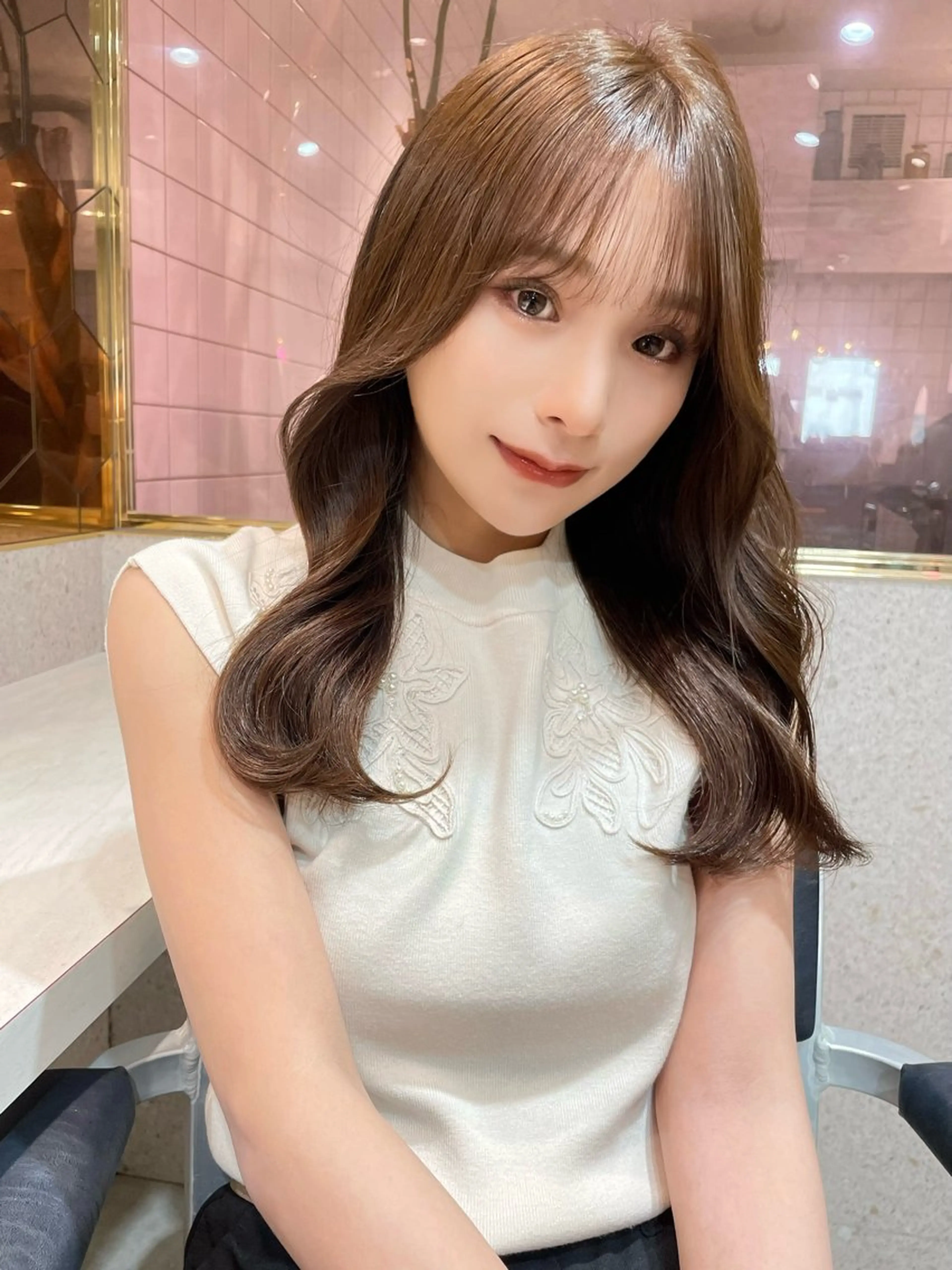 セミロング カラー ベージュカラー ブリーチ ケアブリーチ 透明感カラー グレージュ 韓国ヘア🤍顔周り/ 髪質改善✨/林遼一郎のヘアスタイル