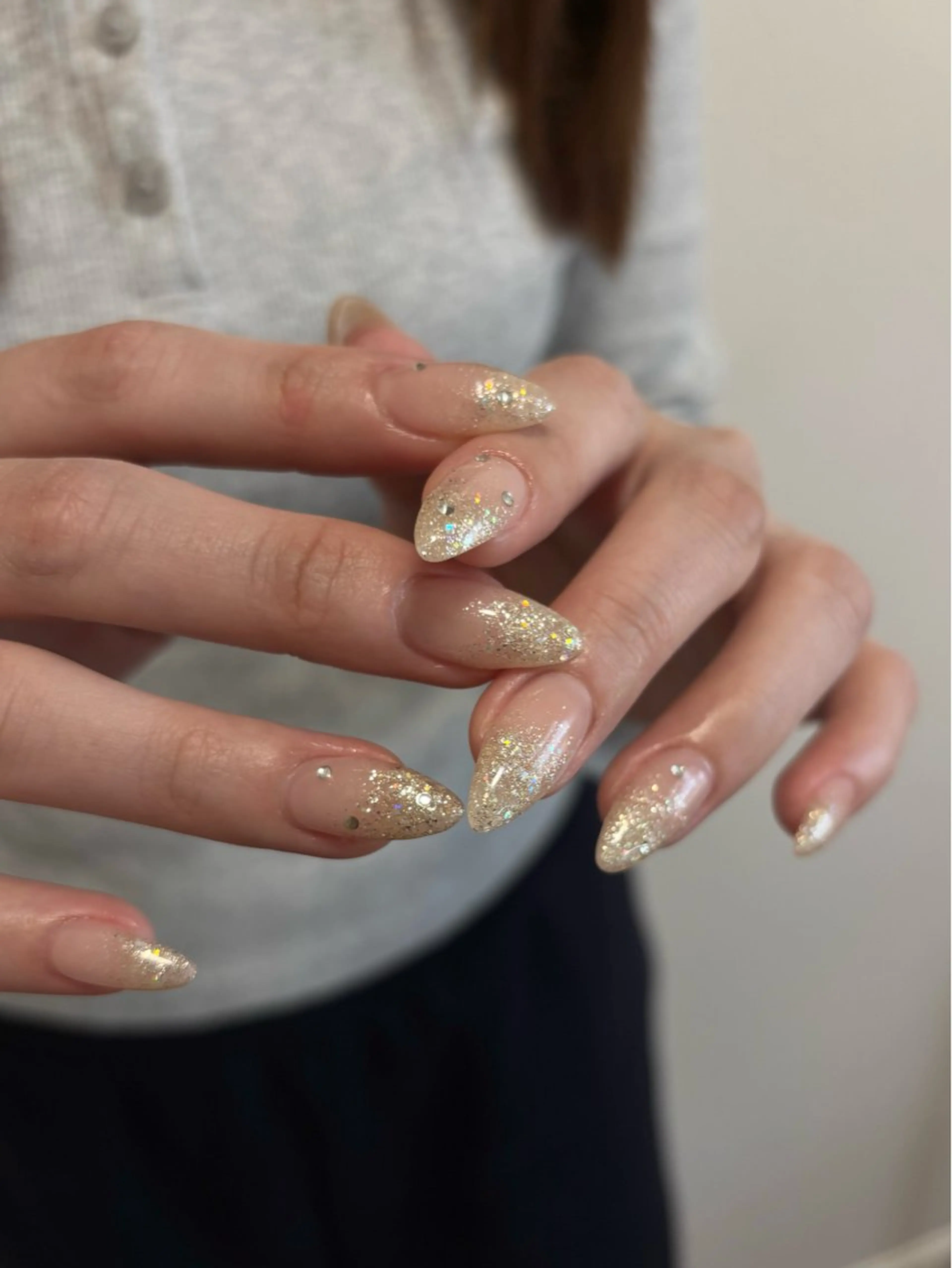 ネイル グラデーション ラメ(グリッター) ラメグラデーション ワンカラーネイル シンプルネイル rena nailのネイルデザイン