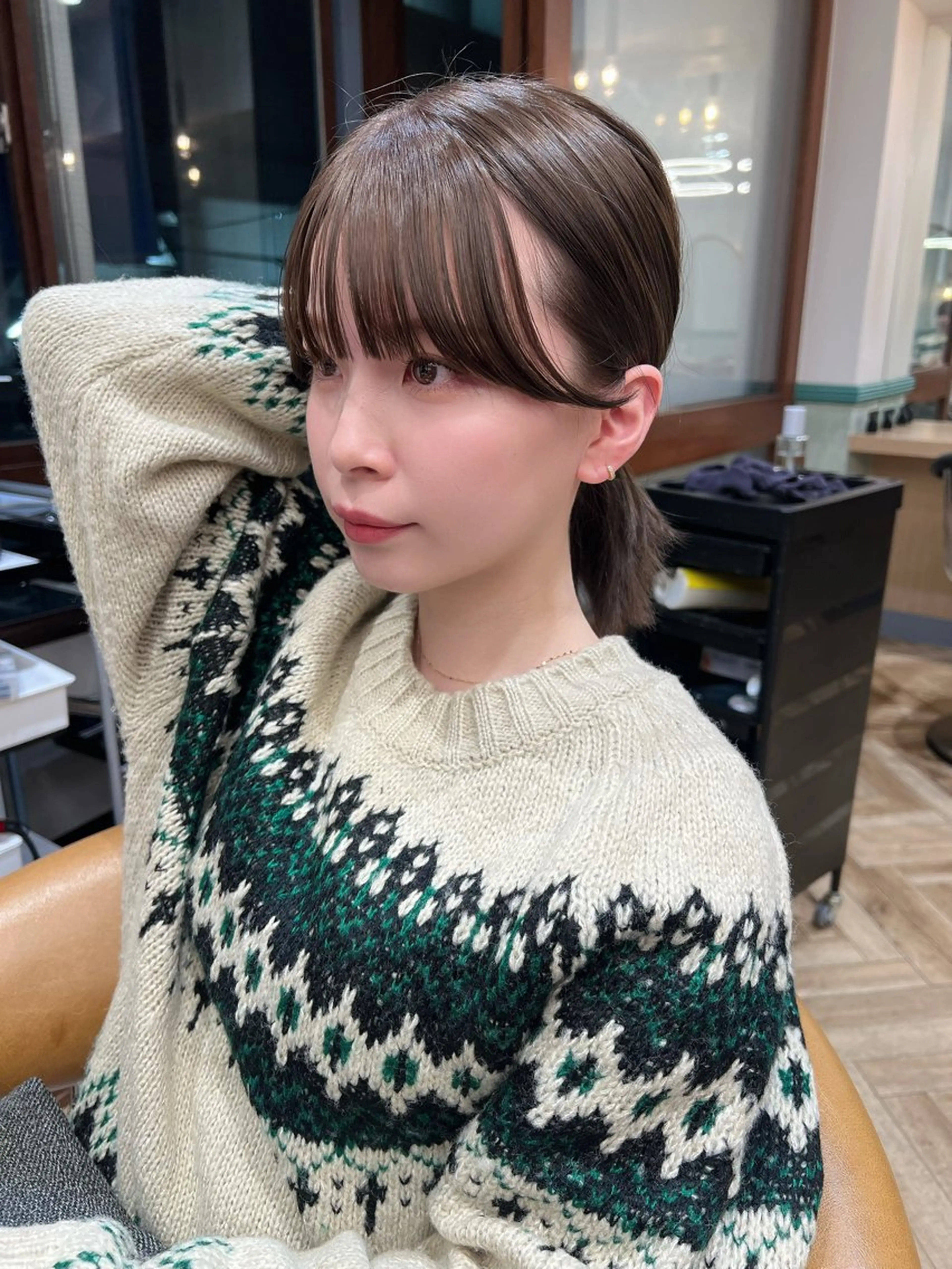 ミディアム 顔周りカット カット ヘアカラー トリートメント レイヤーカット/ 縮毛矯正/羽田航のヘアスタイル