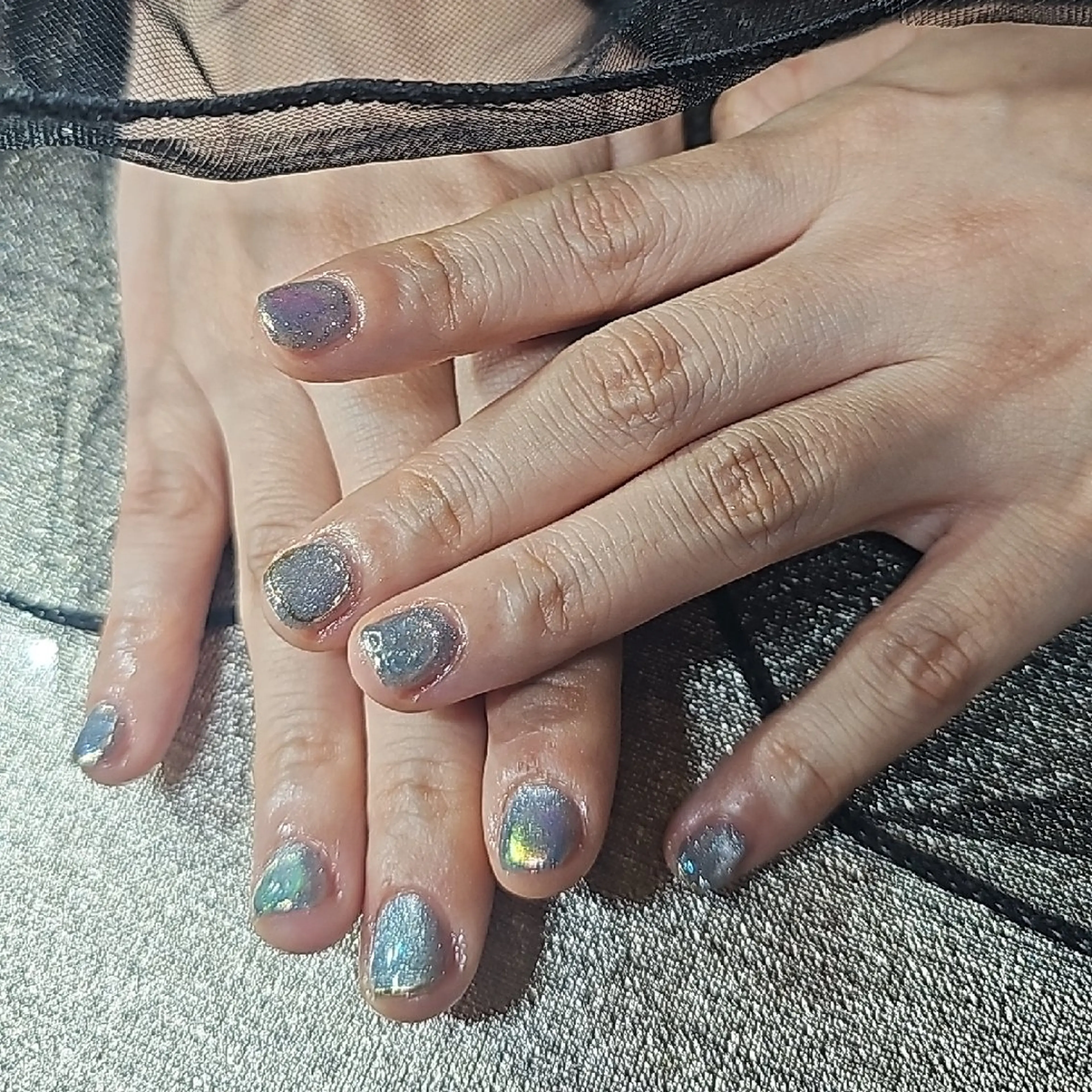 ネイル オーロラネイル マグネットネイル ぷっくりネイル ショートネイル salon de Princess所属・salon de  Princessのネイルデザイン