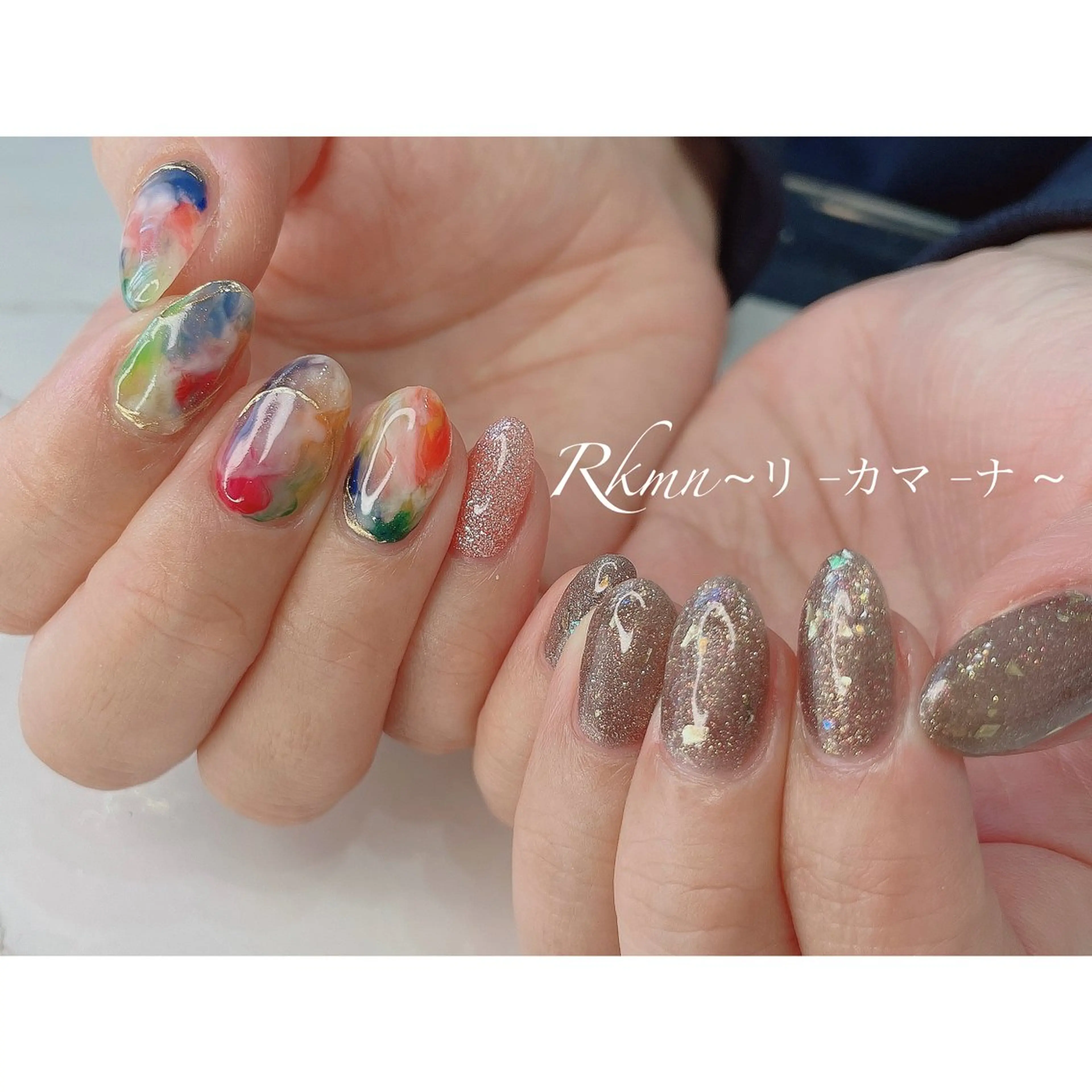 ネイル アートネイル キラキラネイル ラメ(グリッター) ニュアンスネイル 春ネイル ハンドネイル フットネイル ハンドケア Rkmn ~リ-カマ-ナ~のネイルデザイン