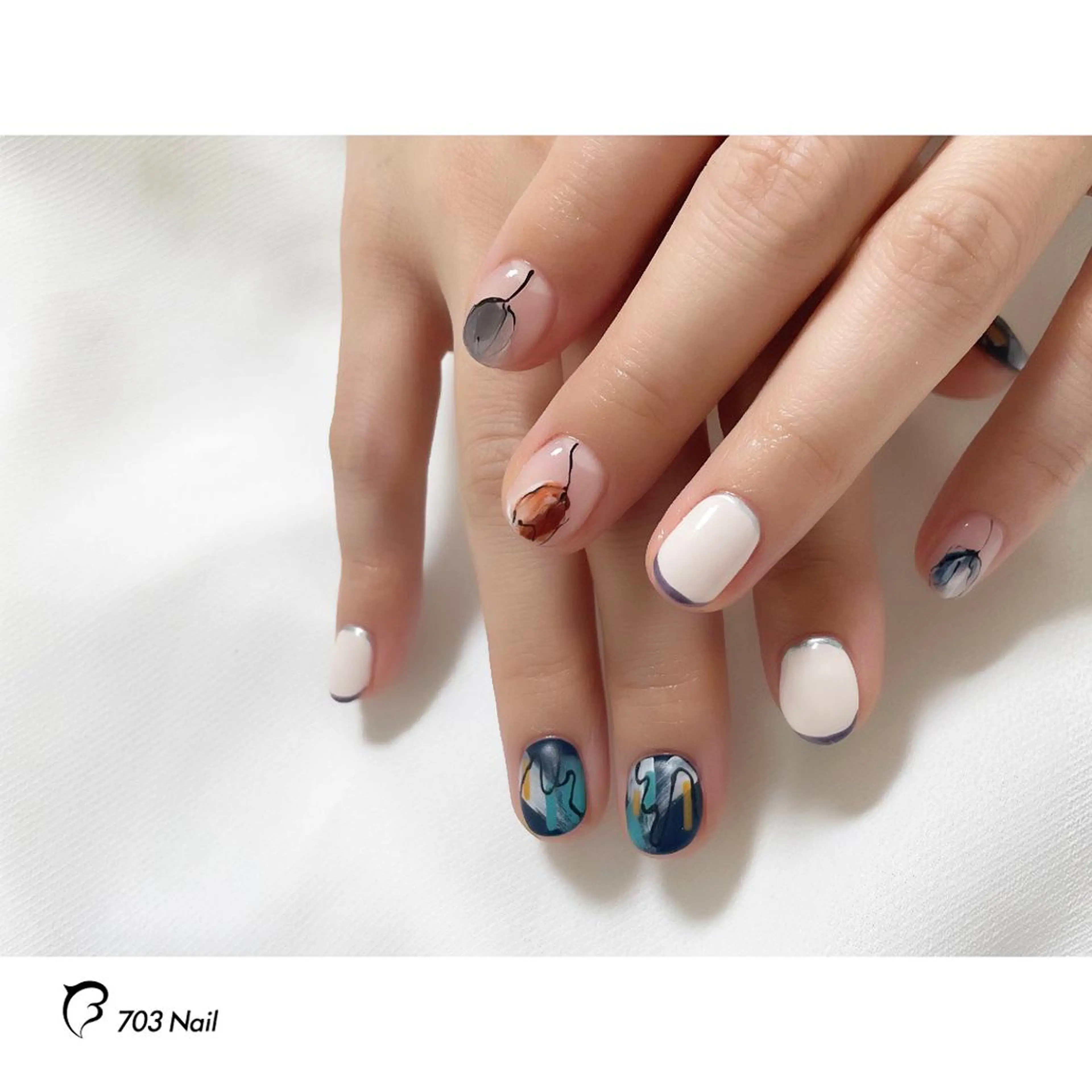 ネイル アートネイル フレンチネイル 703nail　高砂 直美のネイルデザイン