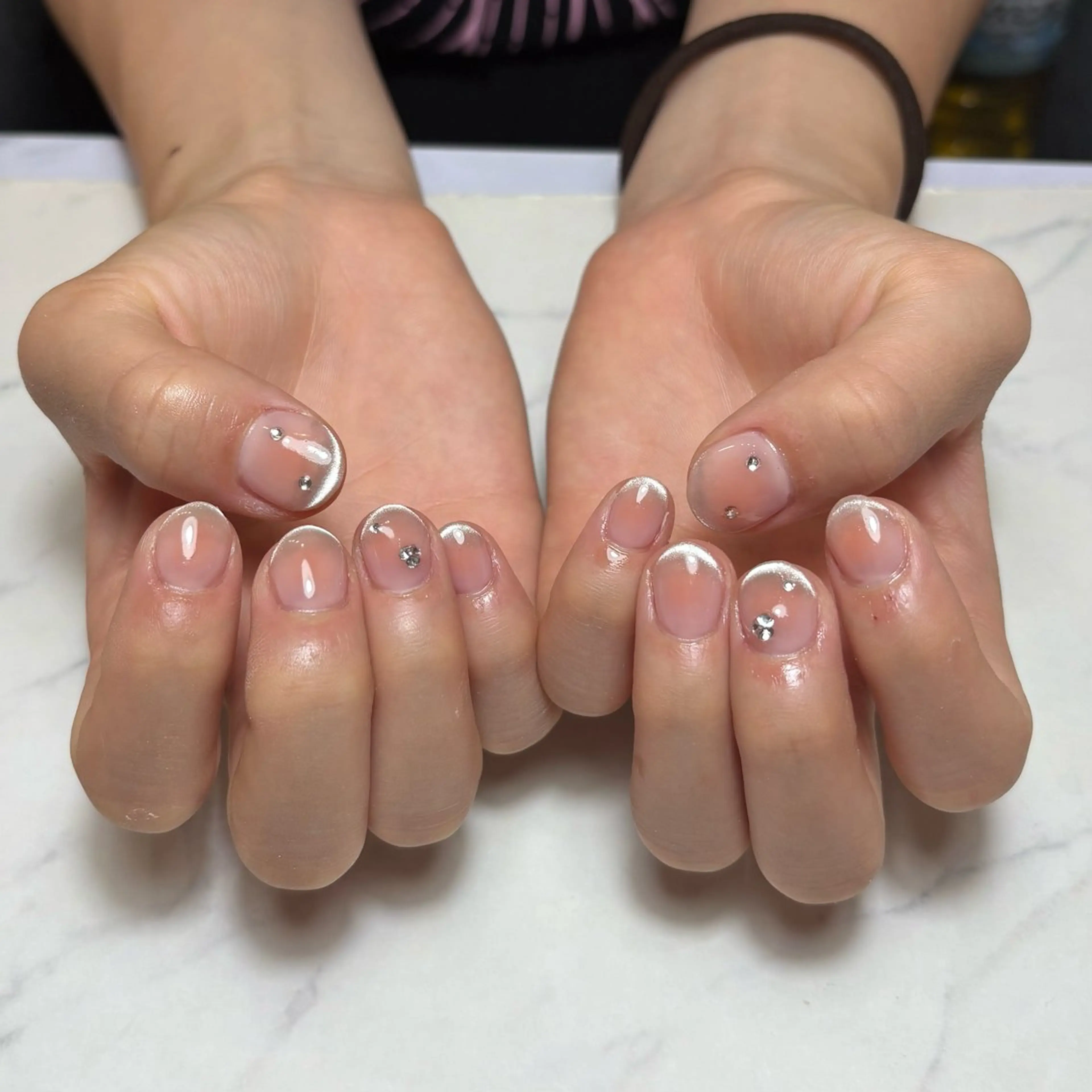 ネイル チークネイル オレンジ 💫 さりのネイルデザイン