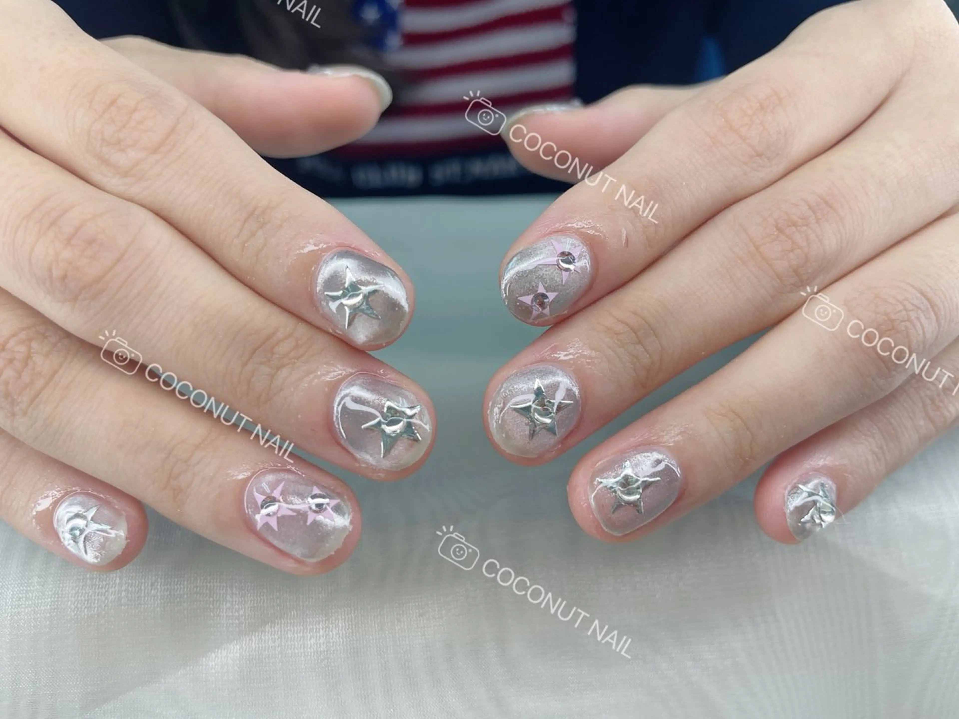 ネイル べっ甲ネイル フレンチネイル キラキラネイル マグネットネイル 大理石ネイル(マーブル) ハンドネイル 神田 ココナッツのネイルデザイン