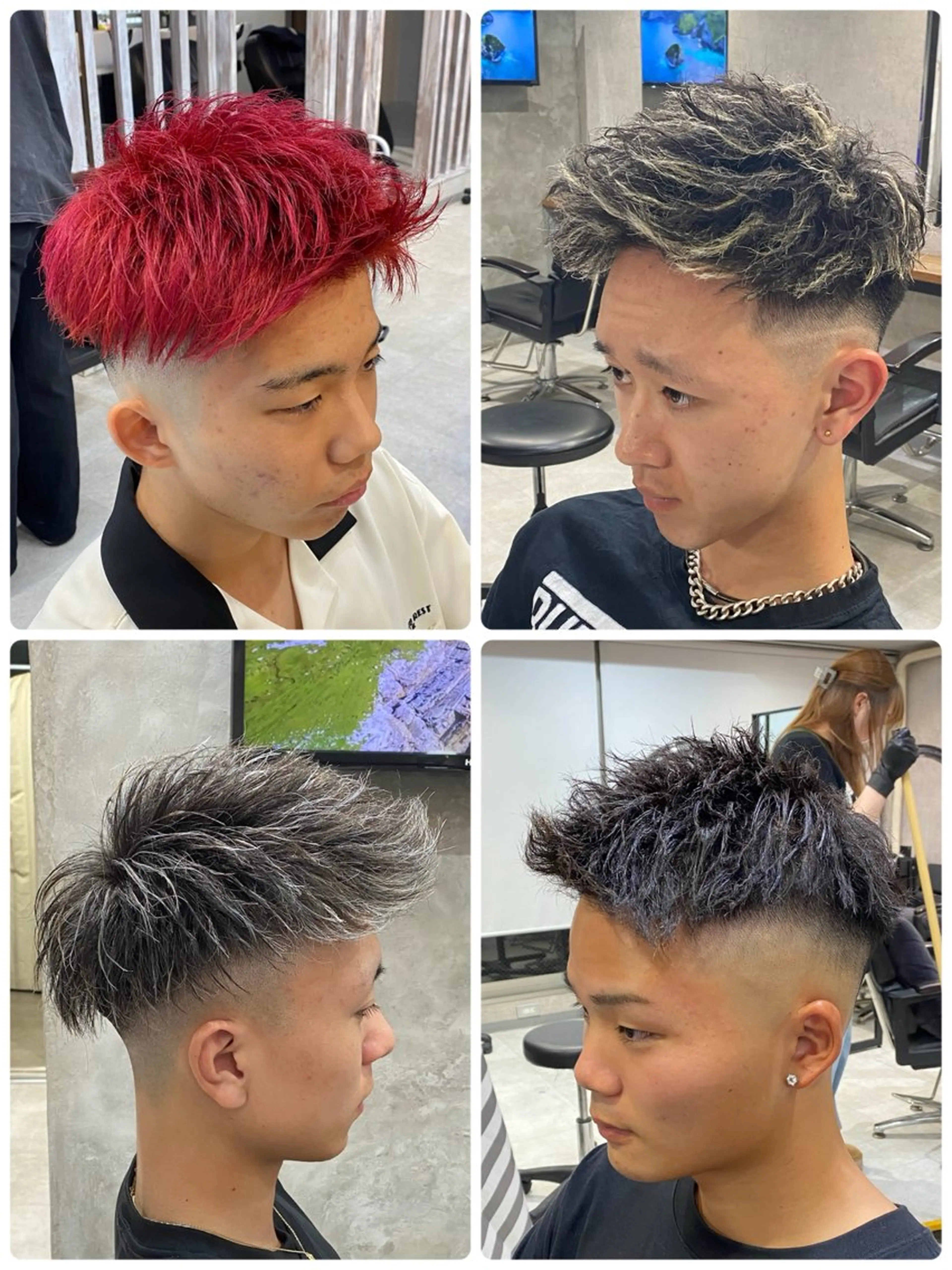 ショート カラー パーマ メンズ メンズハイライト メンズパーマ メンズツイストパーマ ダブルカラー ハイライトカラー カット ヘアカラー パーマ 🐉『メンズ美容師』 吉田龍星🐉のヘアスタイル