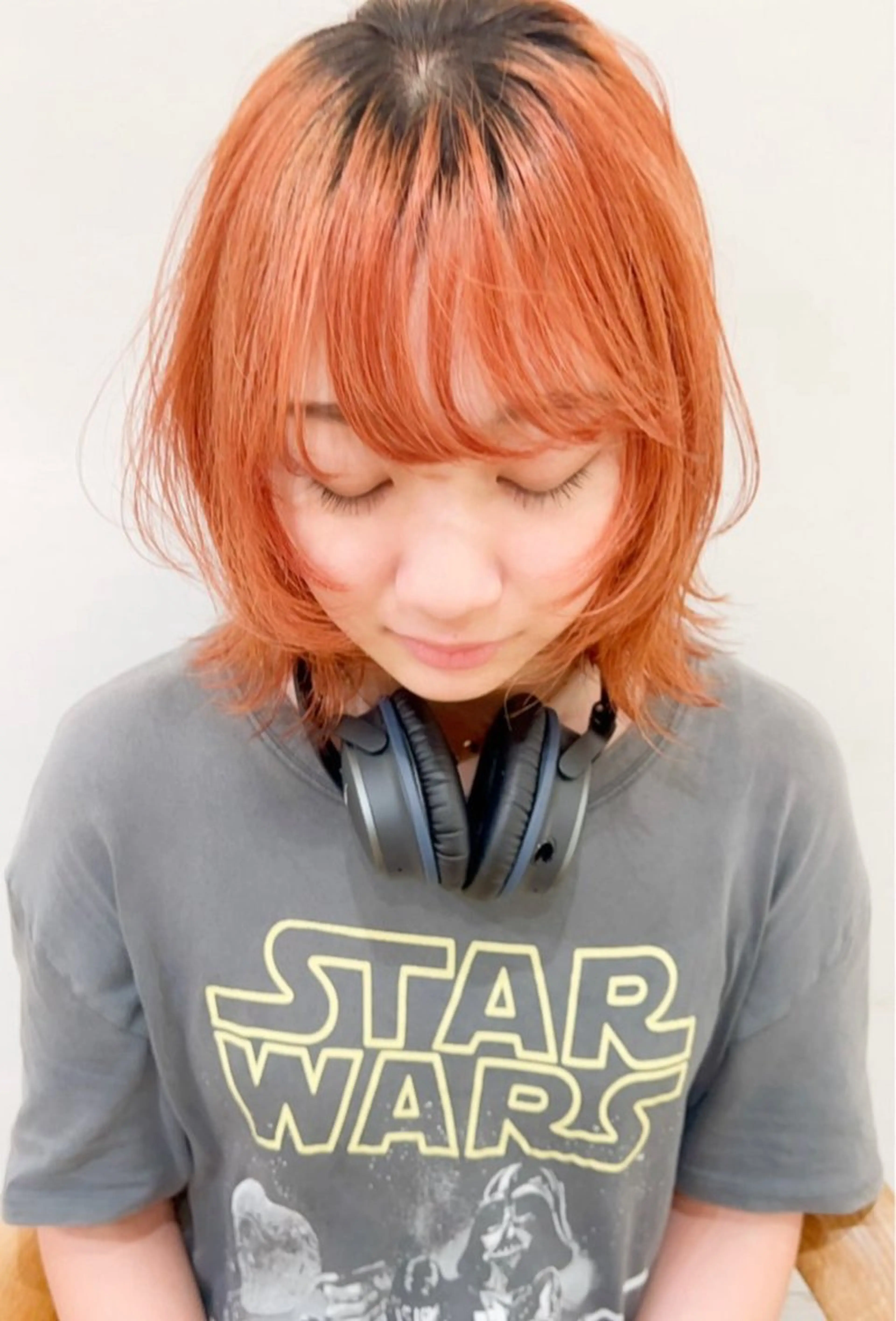 ミディアム カラー ミディアムレイヤー オレンジ レイヤーカット 似合わせカット🫧 /パーマRINAのヘアスタイル