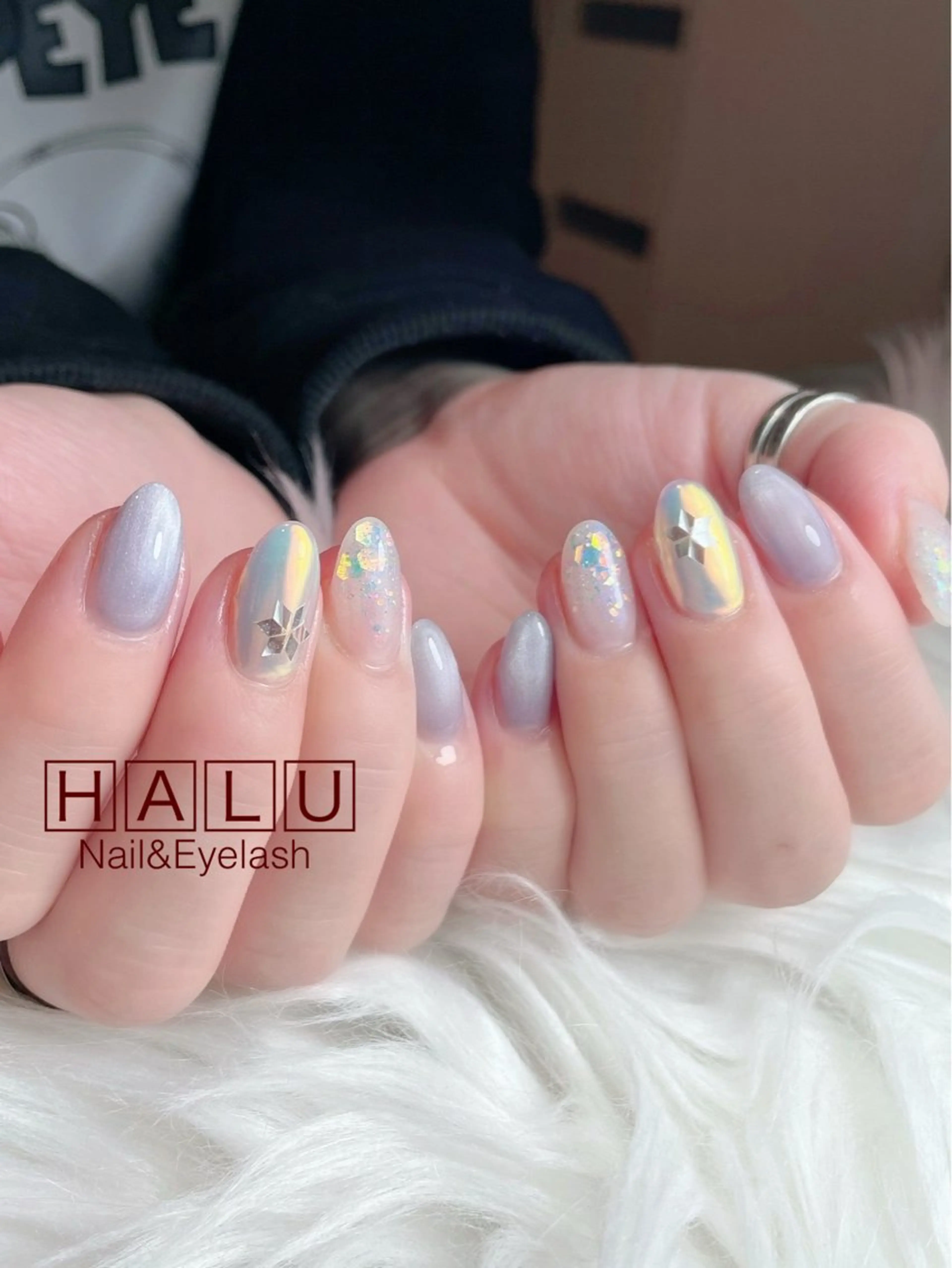 ネイル ホワイト 冬ネイル HALU ハルのネイルデザイン